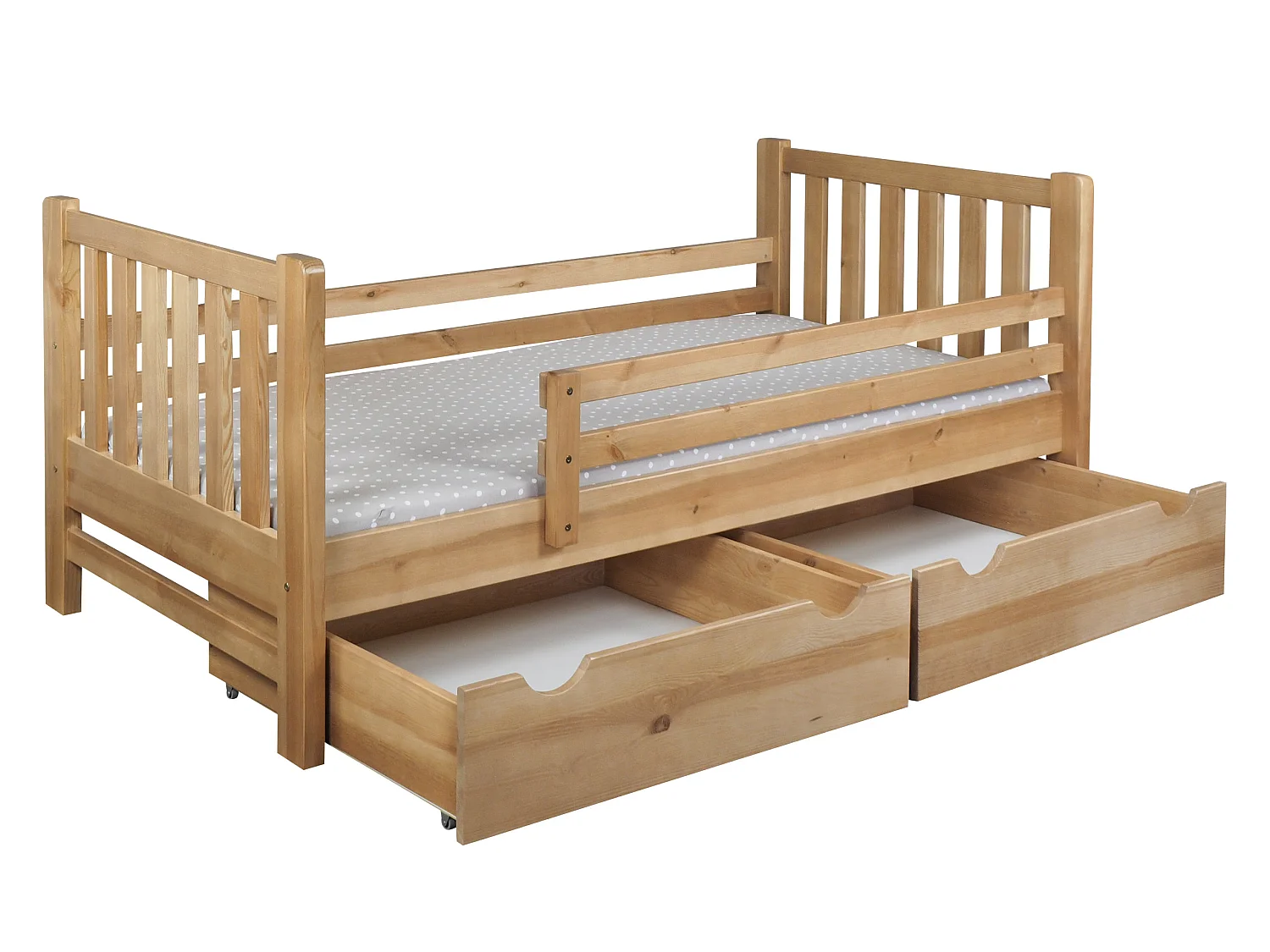Tina 90x200 lit enfant en bois avec tiroirs, couleur chêne