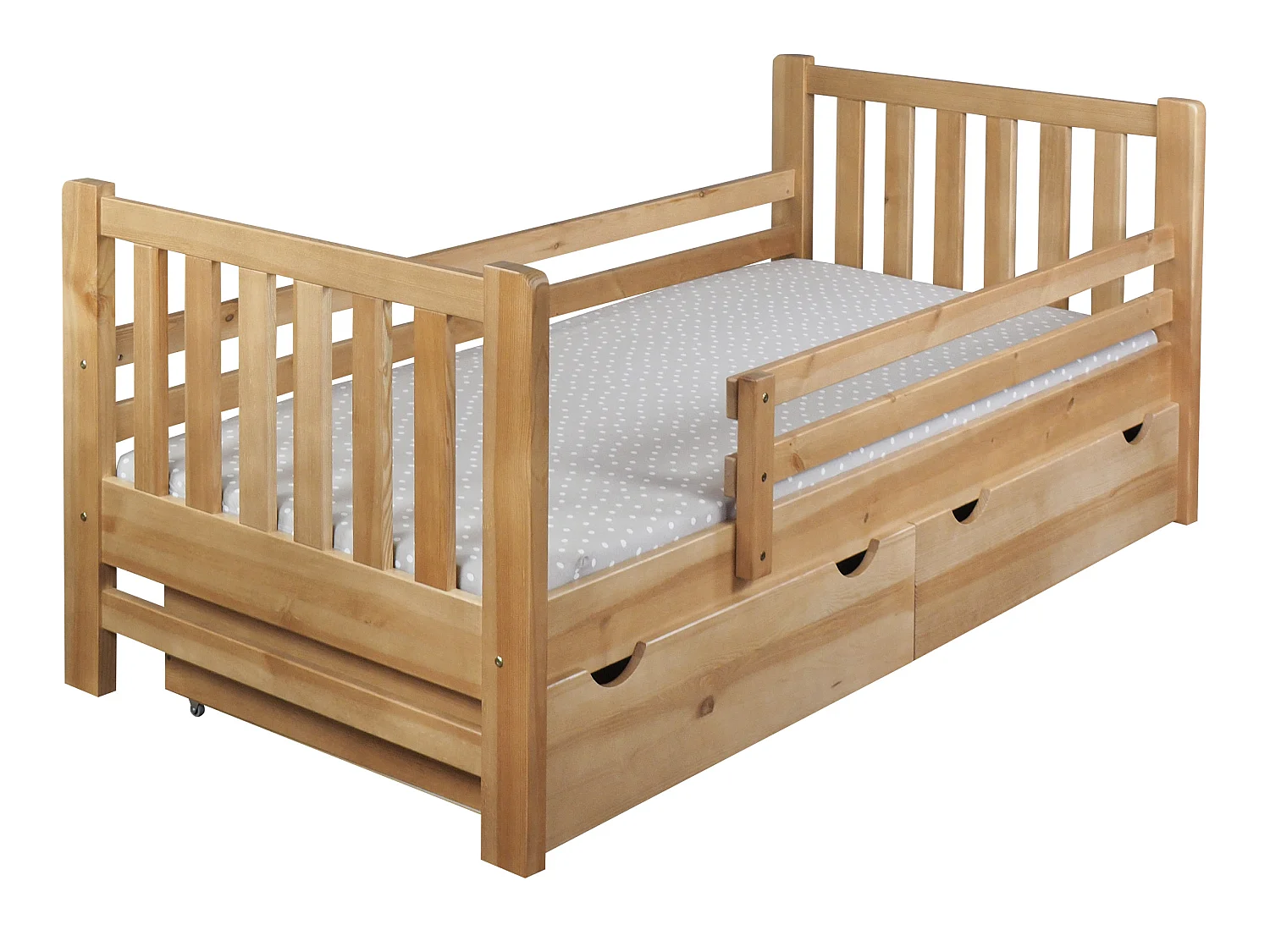Tina 90x200 lit enfant en bois avec tiroirs, couleur chêne