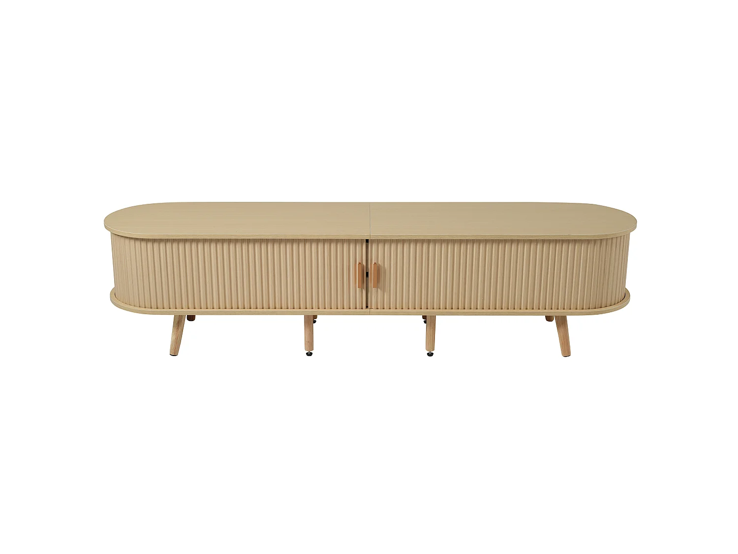 TV Stand & Oval Coffee Table Set – Sliding Doors – MDF – Wood Finish