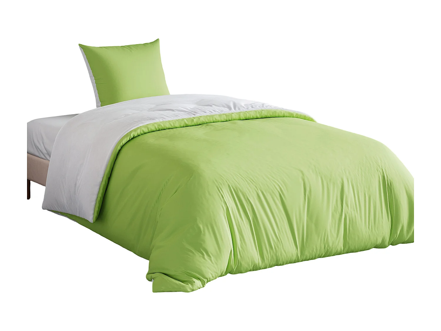 Juego de cama de 3 piezas, incluye 2 fundas de almohada (80 x 80 cm), 1 sábana bajera (160 x 200 cm) + 1 funda nórdica (155 x 220 cm), verde, poliéster