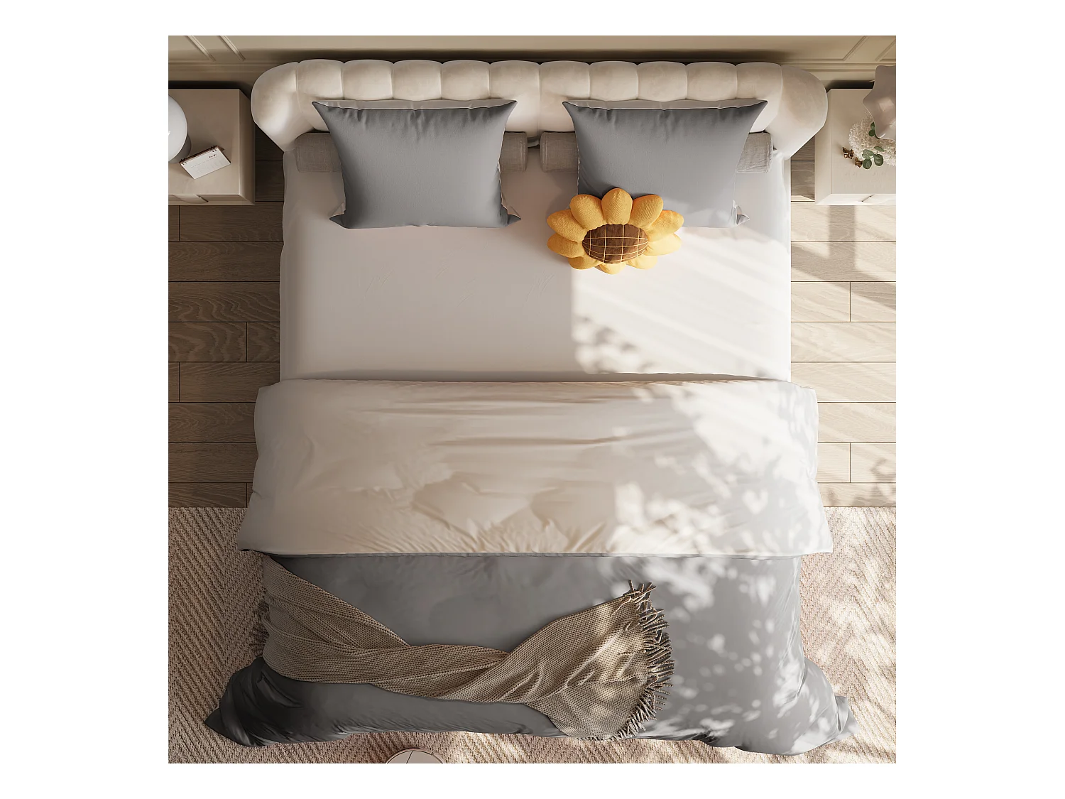 Set di biancheria da letto 3 pezzi, federa*2 (80 x 80), lenzuolo con angoli (140 x 200) + copripiumino (140 x 210), grigio scuro + grigio chiaro, poliestere