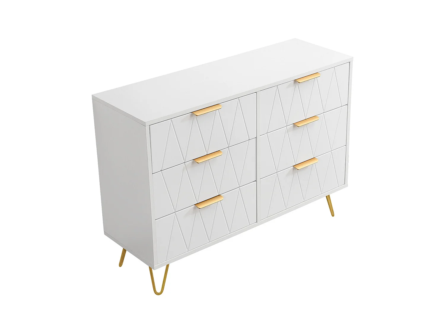 Cômoda com 6 gavetas, 100 x 34 x 72,5 cm, design moderno, módulo de arrumação, fácil de montar, branco