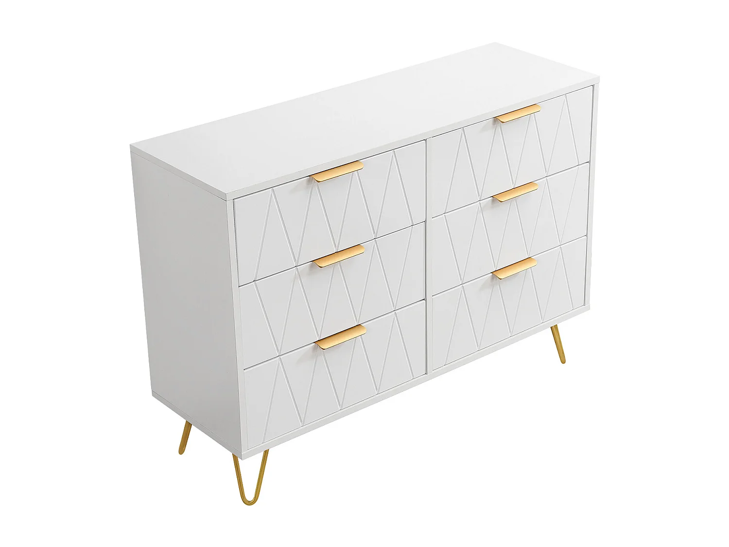 Cassettiera a 6 cassetti, 100 x 34 x 72,5 cm, design moderno, mobile contenitore, facile da montare, bianco