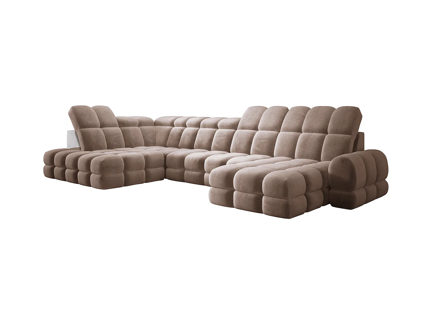 Narożnik Tollo w układzie U Lewostronny 400x217x105 cm, funkcja spania regulowany elektrycznie kolor Brązowy Tkanina - SALVADOR