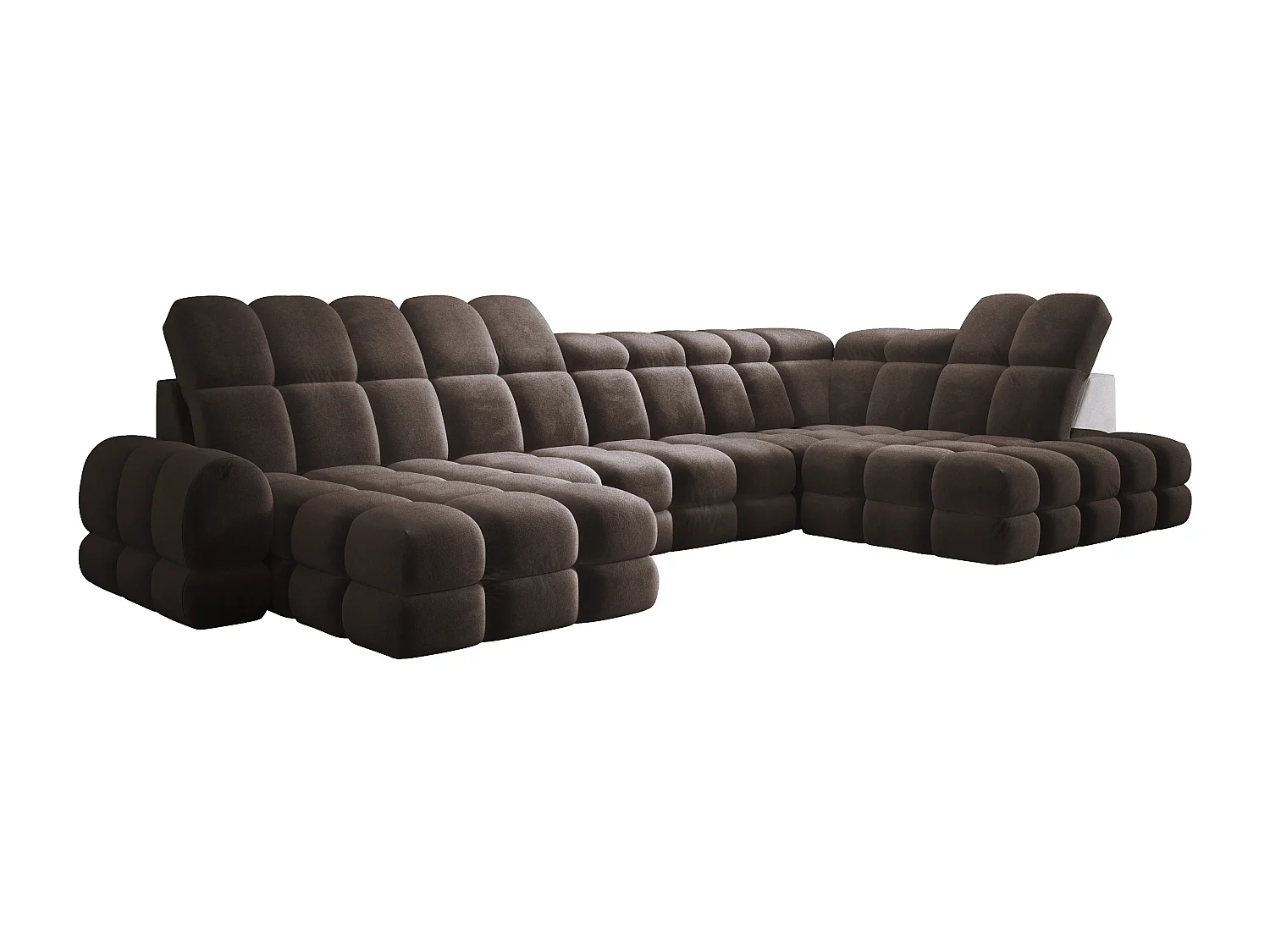 Canapé d’angle Tollo Gris tissu Salvador côté droit 400x217x105 cm, U-Form avec couchage, coffre 120x85x17 cm, réglable électriquement