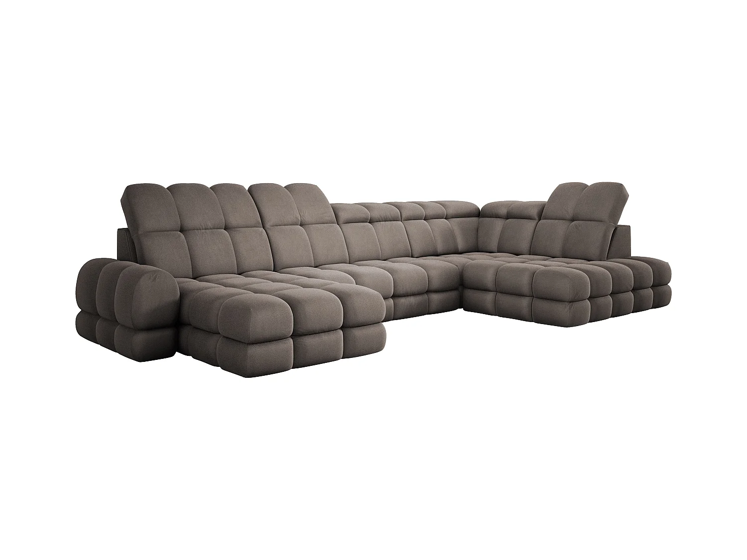 Ecksofa Tollo Schokolade Solar-Stoff Rechts 400x217x105 cm, U-Form, Schlaffunktion, Bettkasten 120x85x17 cm, elektrisch verstellbar