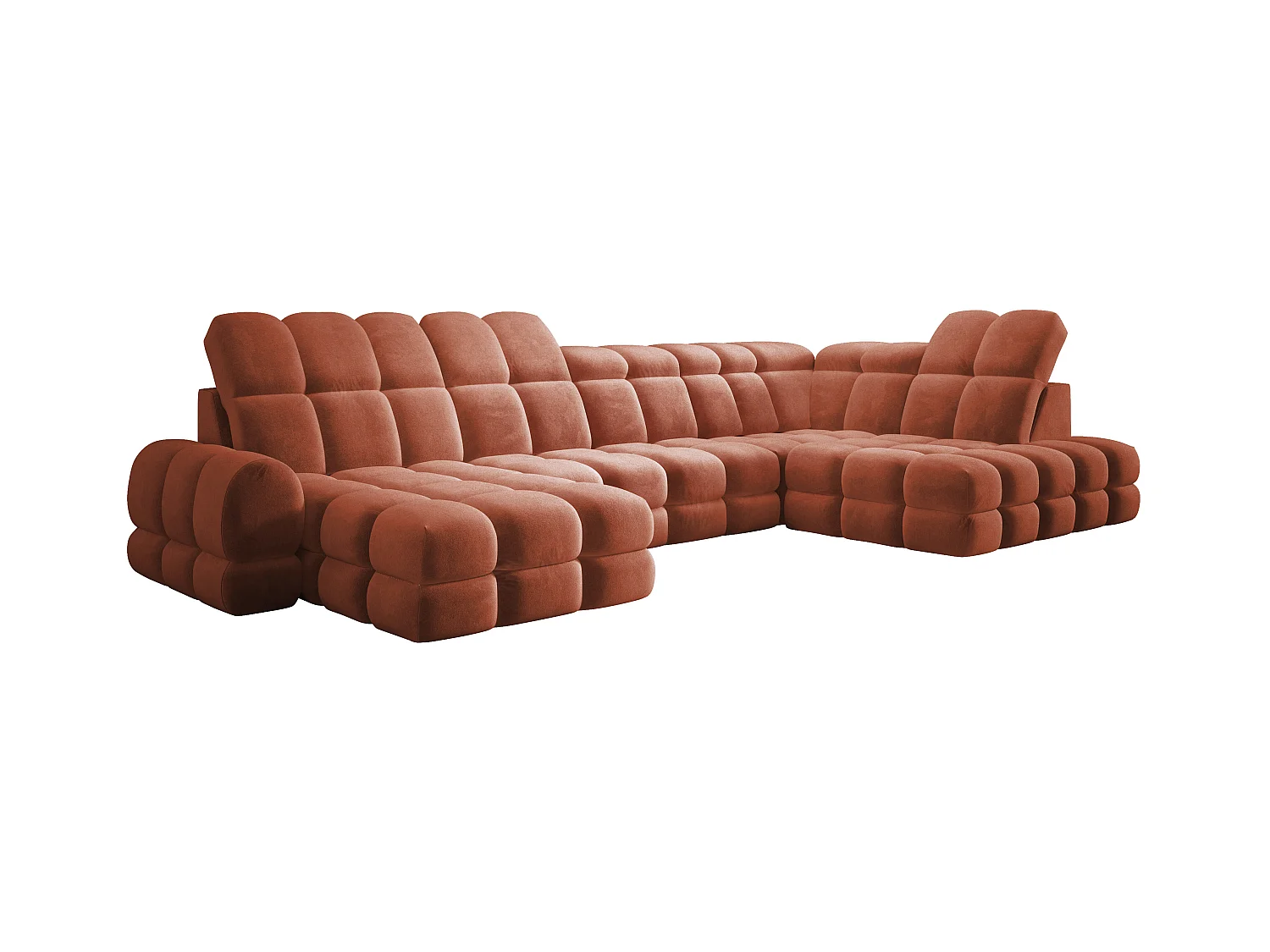 Narożnik Tollo w układzie U Prawostronny 400x217x105 cm, funkcja spania regulowany elektrycznie kolor Rustykalny Tkanina - SALVADOR