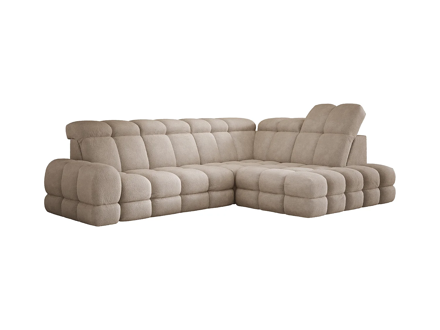 Narożnik Tollo Beżowy Anthology, Prawa 302x217x105 cm, L-kształtny, Spanie, Pojemnik 120x85x17 cm, Elektryczna Regulacja