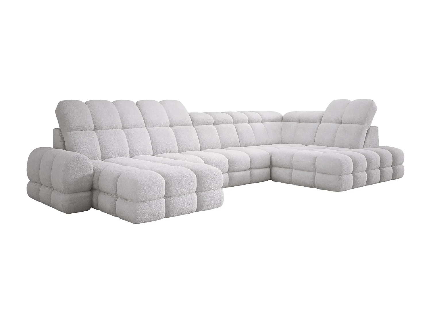 Canapé d’Angle Tollo Argent Tissu Anthology Côté Droit 400x217x105 cm, Forme U, Convertible, Coffre 120x85x17 cm, Réglable Électrique