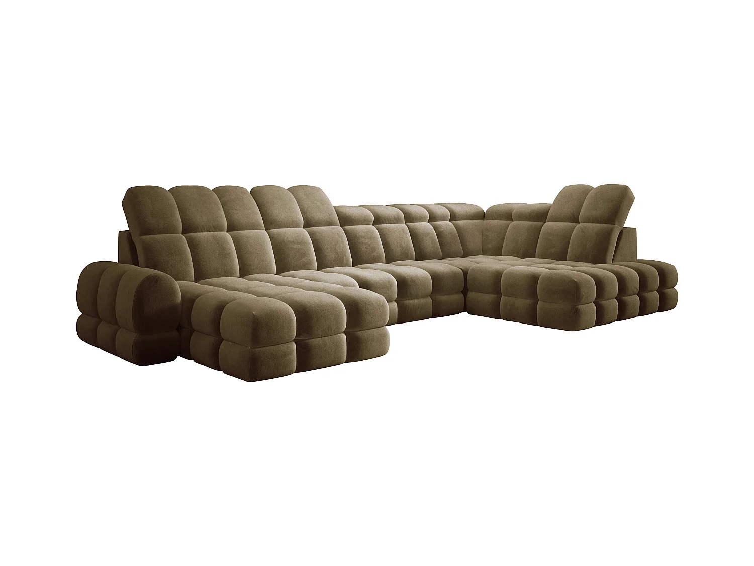 Narożnik Tollo w układzie U Prawostronny 400x217x105 cm, funkcja spania regulowany elektrycznie kolor Oliwkowy Tkanina - SALVADOR