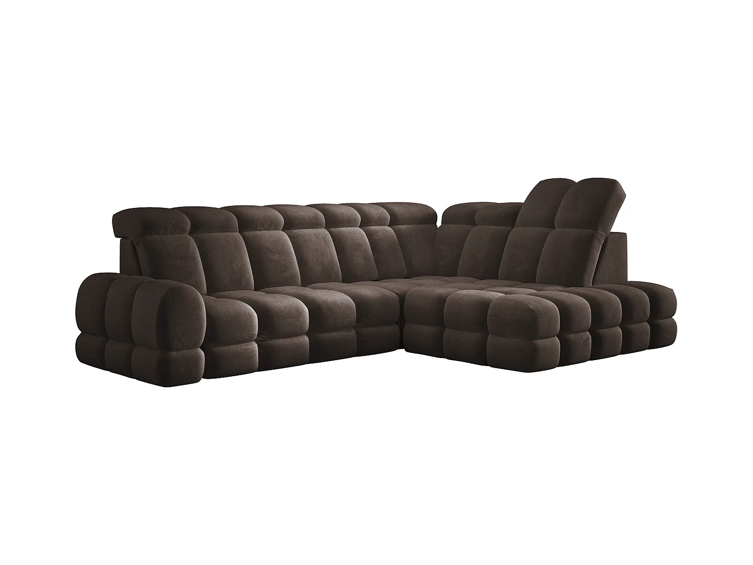 Canapé d'angle Tollo Gris tissu Salvador côté droit 302x217x105 cm, forme L, convertible, coffre 120x85x17 cm, réglage électrique