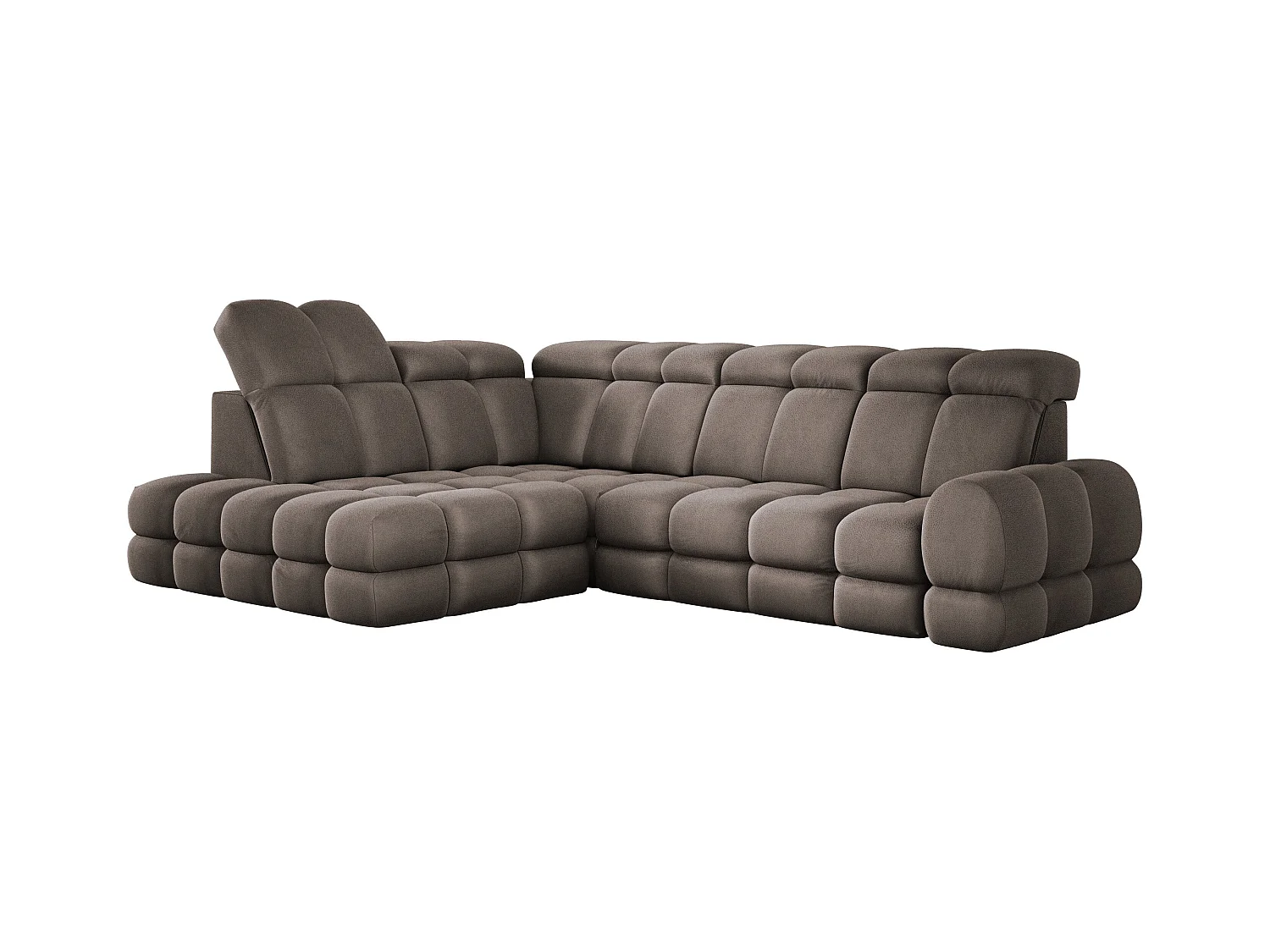 Ecksofa Tollo Schokolade Solar-Stoff links 302x217x105 cm, L-Form, Schlaffunktion, Bettkasten 120x85x17 cm, elektrisch verstellbar