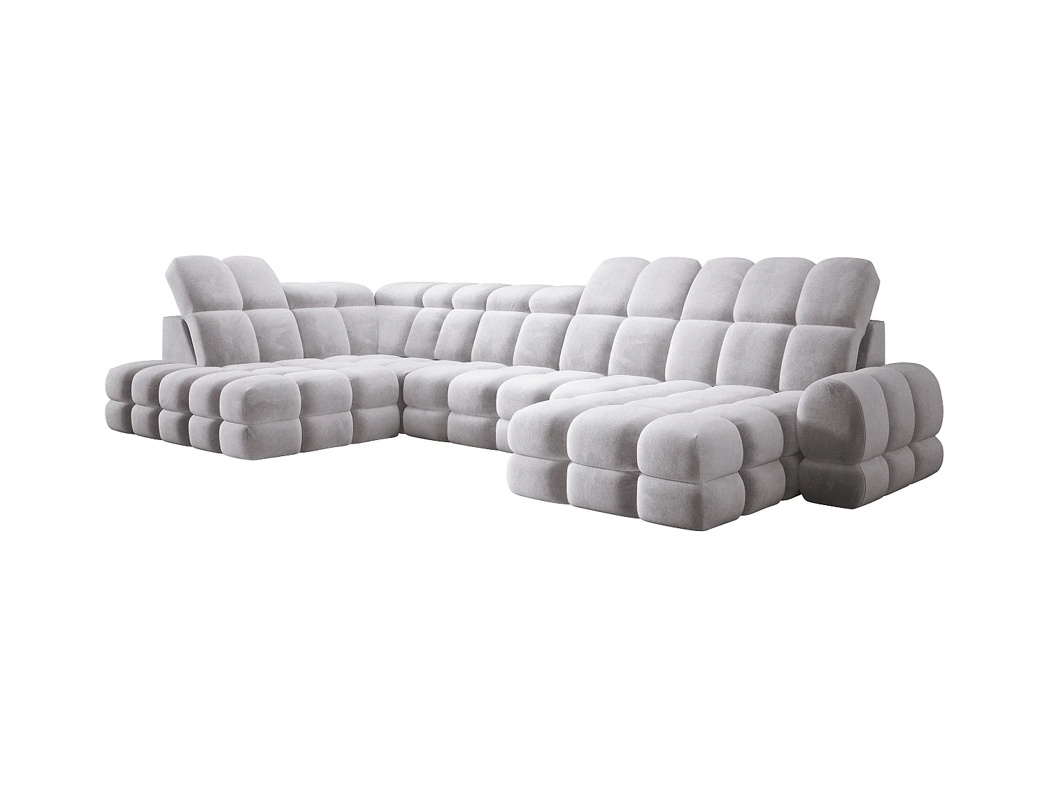 Narożnik Tollo w układzie U Lewostronny 400x217x105 cm, funkcja spania regulowany elektrycznie kolor Srebrny Tkanina - SALVADOR