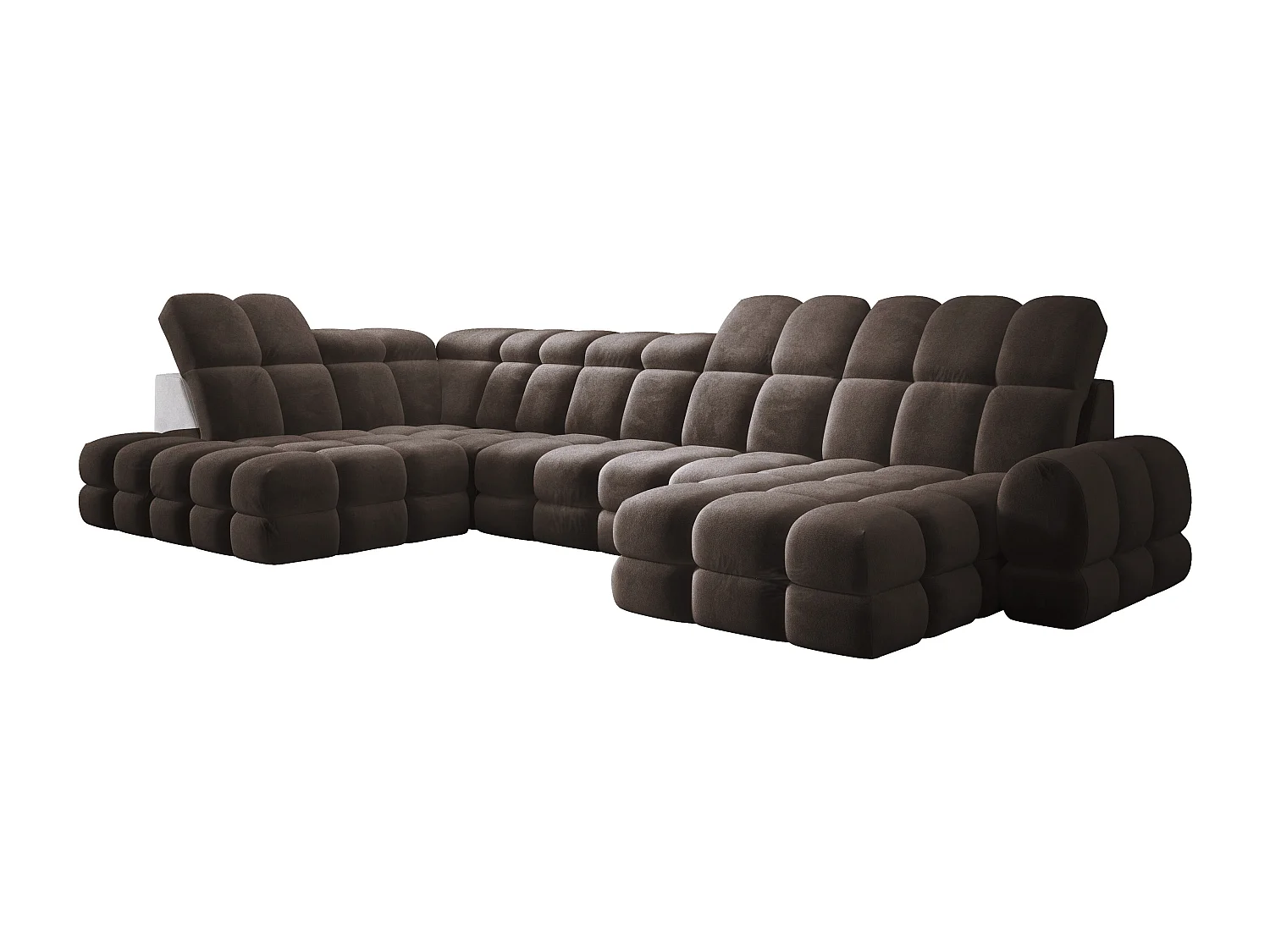 Canapé d’angle Tollo Gris tissu Salvador côté gauche 400x217x105 cm, U-Form avec couchage, coffre 120x85x17 cm, réglable électriquement