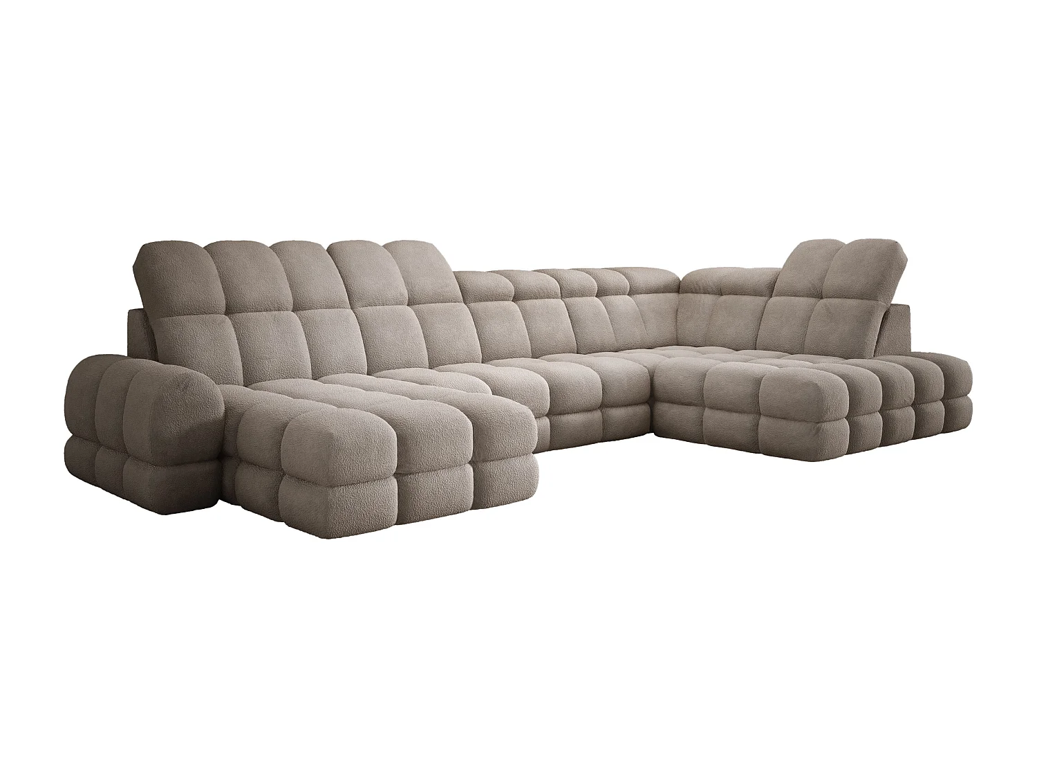 Canapé d’Angle Tollo Sable Tissu Anthology Côté Droit 400x217x105 cm, Forme U, Convertible, Coffre 120x85x17 cm, Réglable Électrique