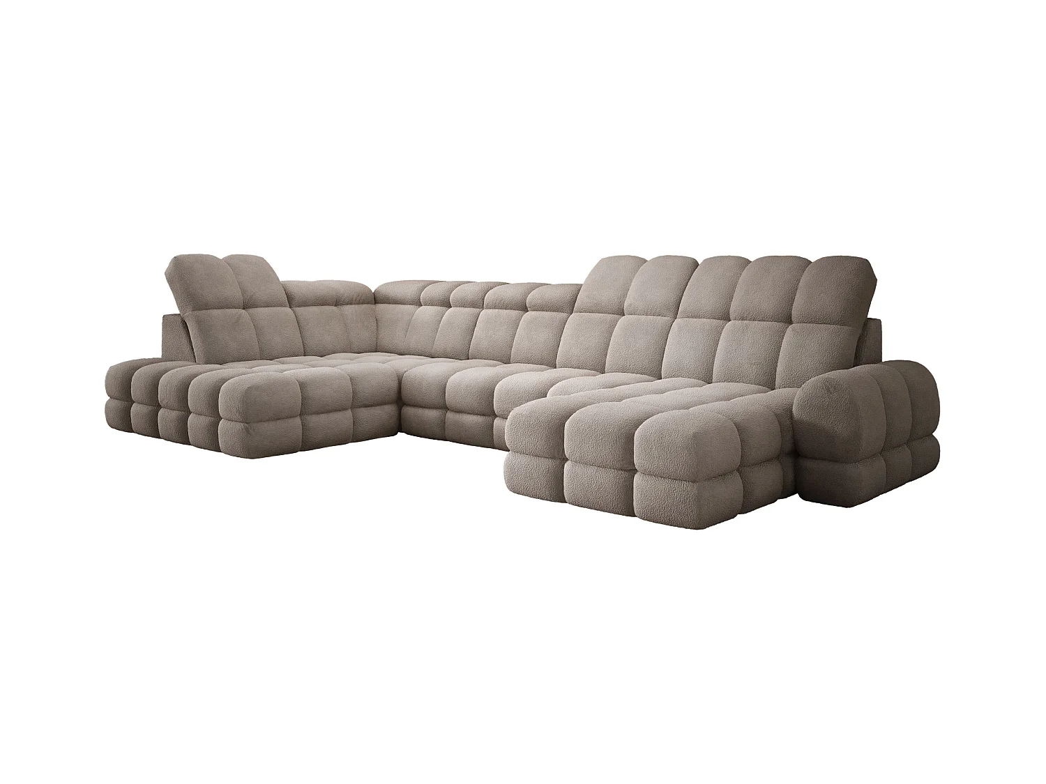 Canapé d’Angle Tollo Sable Tissu Anthology Côté Gauche 400x217x105 cm, Forme U, Convertible, Coffre 120x85x17 cm, Réglable Électrique