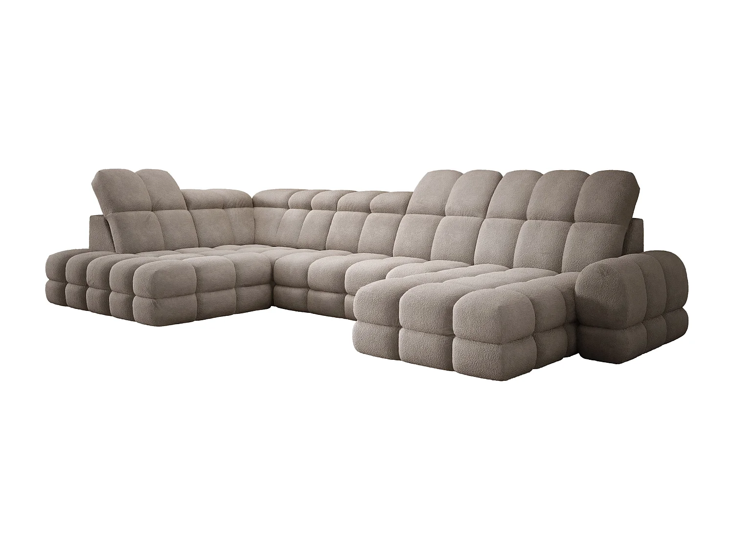 Canapé d’Angle Tollo Sable Tissu Anthology Côté Gauche 400x217x105 cm, Forme U, Convertible, Coffre 120x85x17 cm, Réglable Électrique