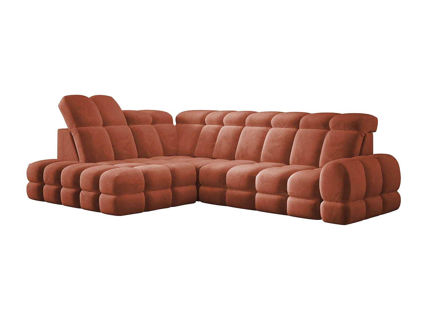 Canapé d'angle Tollo Rustique tissu Salvador côté gauche 302x217x105 cm, forme L, convertible, coffre 120x85x17 cm, réglage électrique