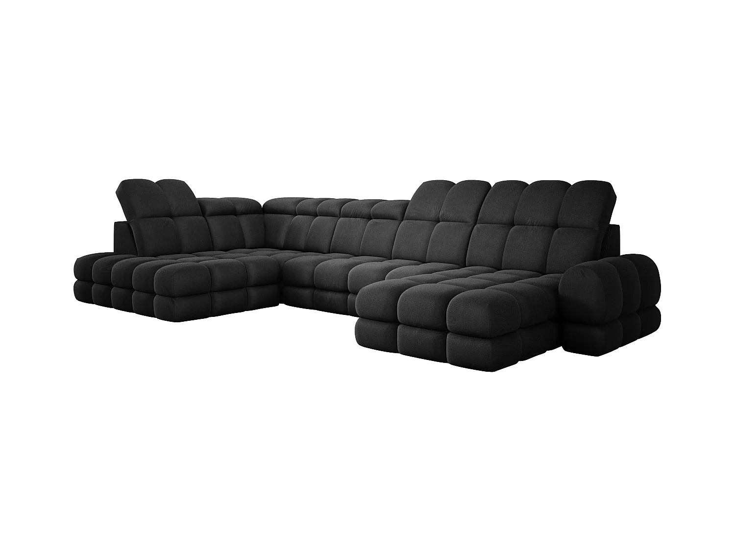 Ecksofa Tollo Anthrazit Solar-Stoff Links 400x217x105 cm, U-Form, Schlaffunktion, Bettkasten 120x85x17 cm, elektrisch verstellbar