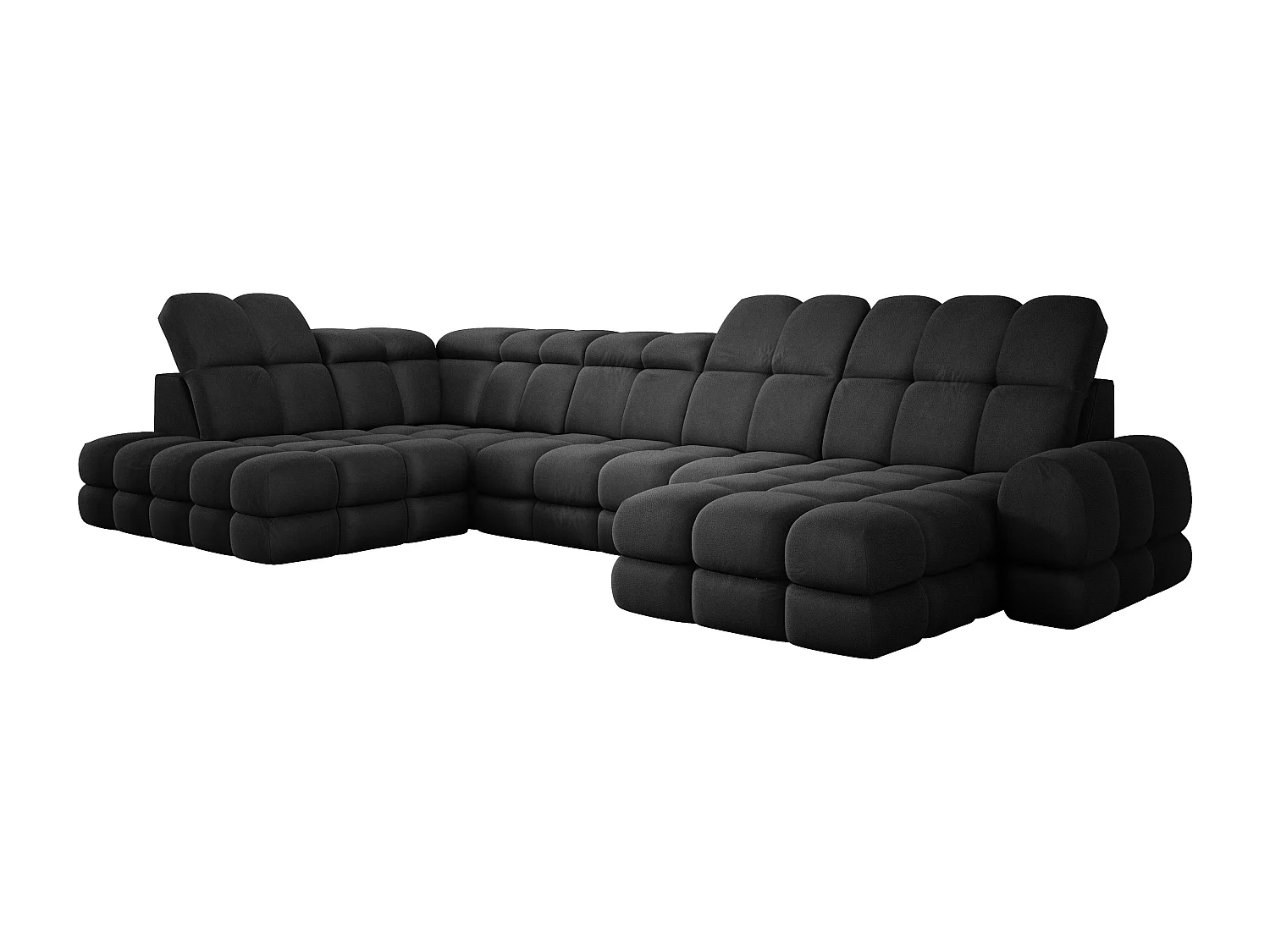 Ecksofa Tollo Anthrazit Solar-Stoff Links 400x217x105 cm, U-Form, Schlaffunktion, Bettkasten 120x85x17 cm, elektrisch verstellbar