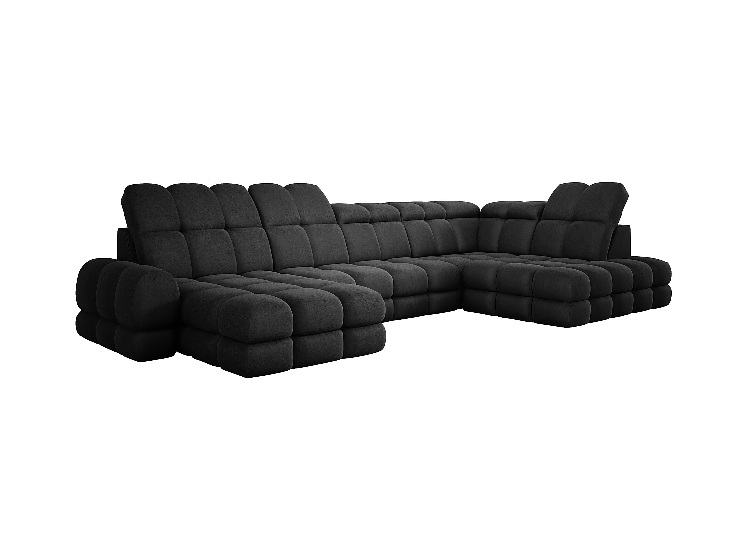 Canapé d’angle Tollo Anthracite tissu Solar côté droit 400x217x105 cm, U-Form avec couchage, coffre 120x85x17 cm, réglable électriquement
