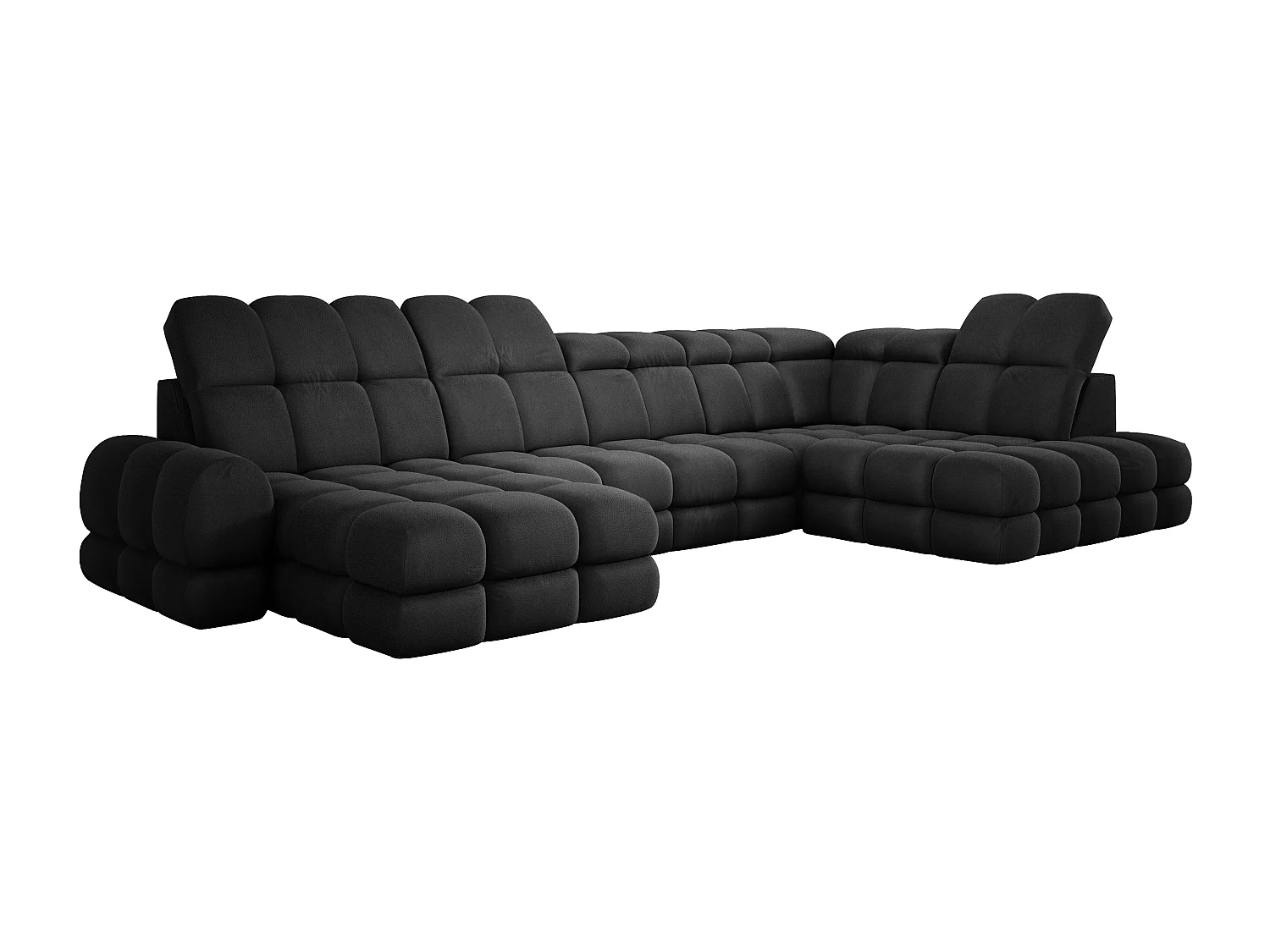 Ecksofa Tollo Anthrazit Solar-Stoff Rechts 400x217x105 cm, U-Form, Schlaffunktion, Bettkasten 120x85x17 cm, elektrisch verstellbar