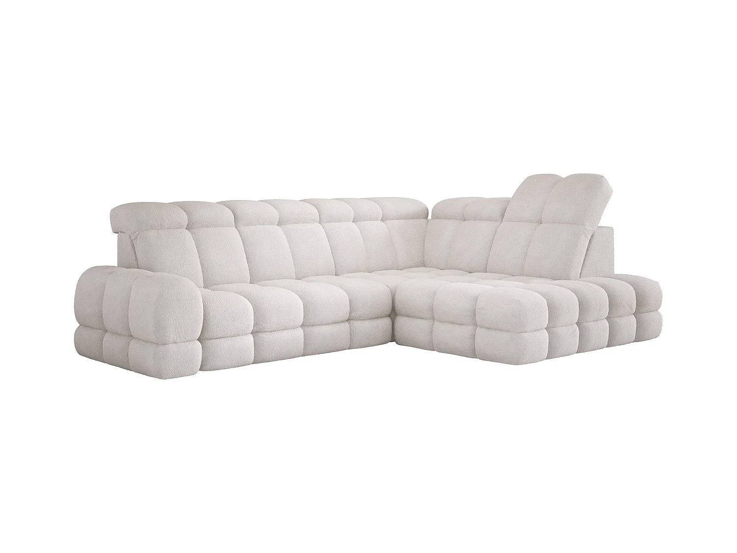 Narożnik Tollo Biały Anthology, Prawa 302x217x105 cm, L-kształtny, Spanie, Pojemnik 120x85x17 cm, Elektryczna Regulacja