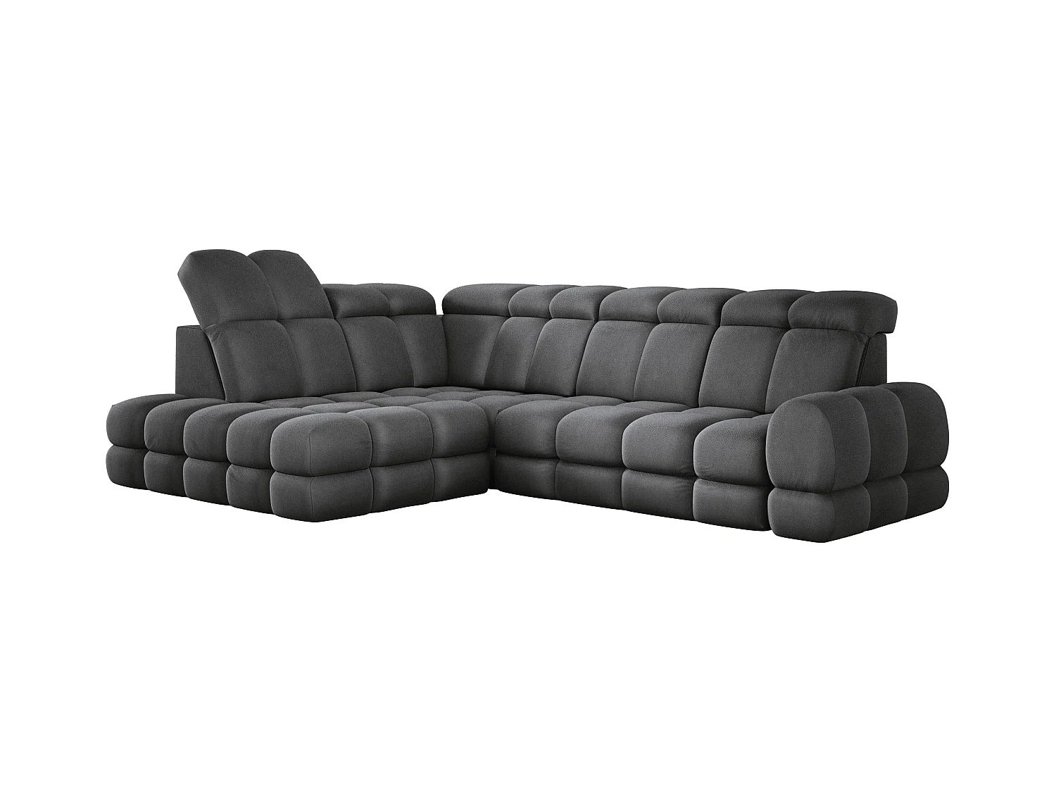 Ecksofa Tollo Grau Solar-Stoff links 302x217x105 cm, L-Form, Schlaffunktion, Bettkasten 120x85x17 cm, elektrisch verstellbar