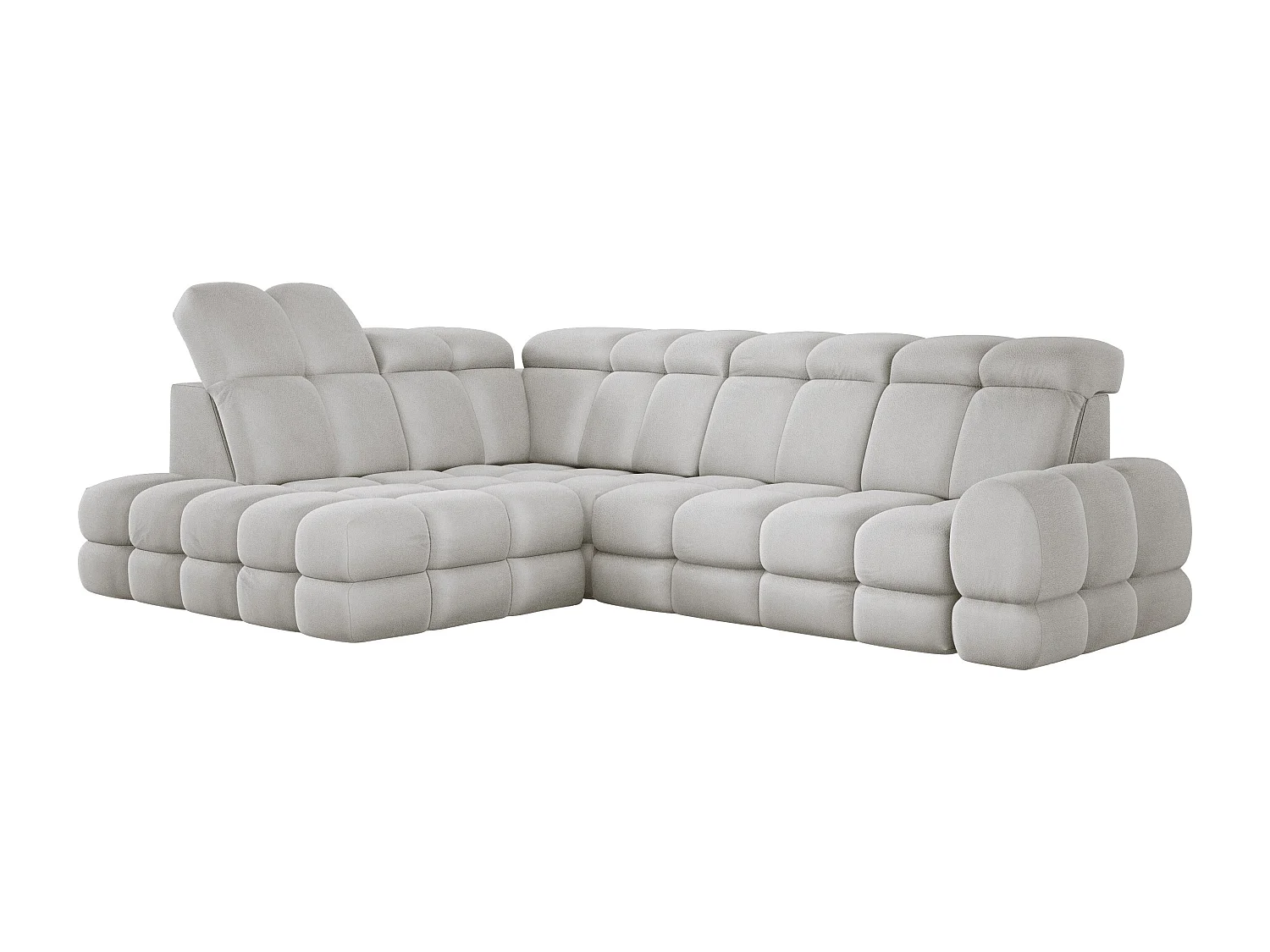Narożnik Tollo Jesion Solar-Tkanina Lewa 302x217x105 cm, Sofa L z funkcją spania, pojemnik 120x85x17 cm, elektryczna regulacja