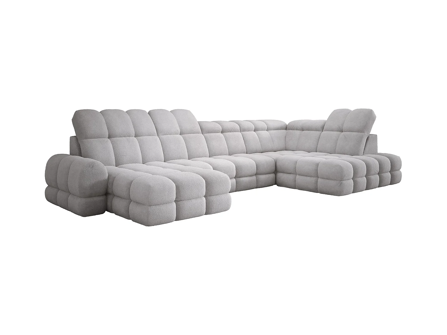 Canapé d’Angle Tollo Gris Tissu Anthology Côté Droit 400x217x105 cm, Forme U, Convertible, Coffre 120x85x17 cm, Réglable Électrique