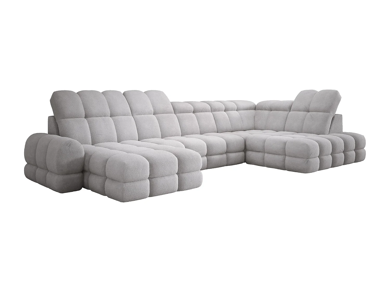 Canapé d’Angle Tollo Gris Tissu Anthology Côté Droit 400x217x105 cm, Forme U, Convertible, Coffre 120x85x17 cm, Réglable Électrique