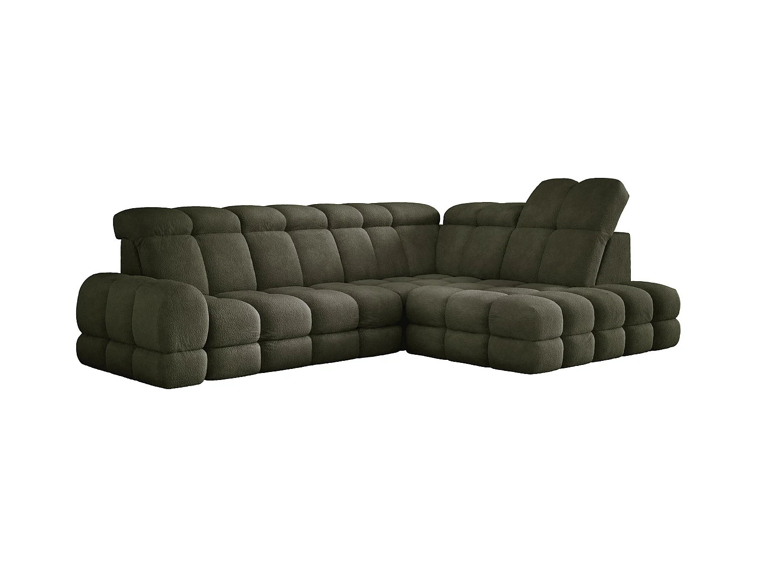 Narożnik Tollo Zielony Anthology, Prawa 302x217x105 cm, L-kształtny, Spanie, Pojemnik 120x85x17 cm, Elektryczna Regulacja