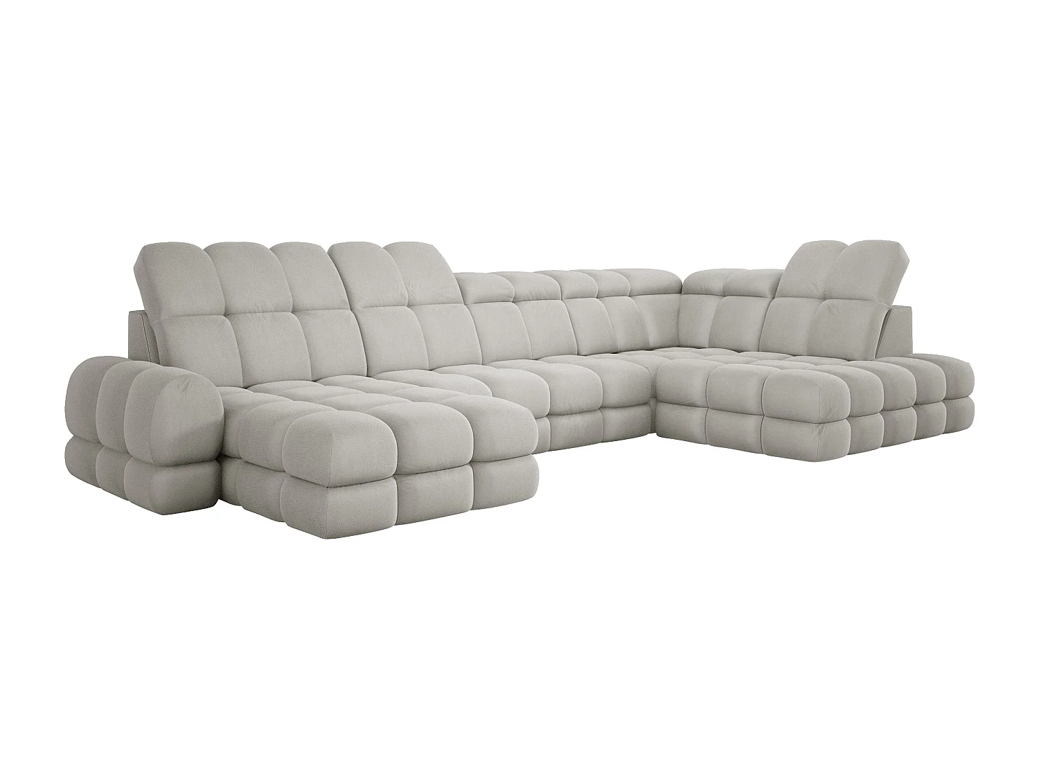 Canapé d’angle Tollo Frêne tissu Solar côté droit 400x217x105 cm, U-Form avec couchage, coffre 120x85x17 cm, réglable électriquement