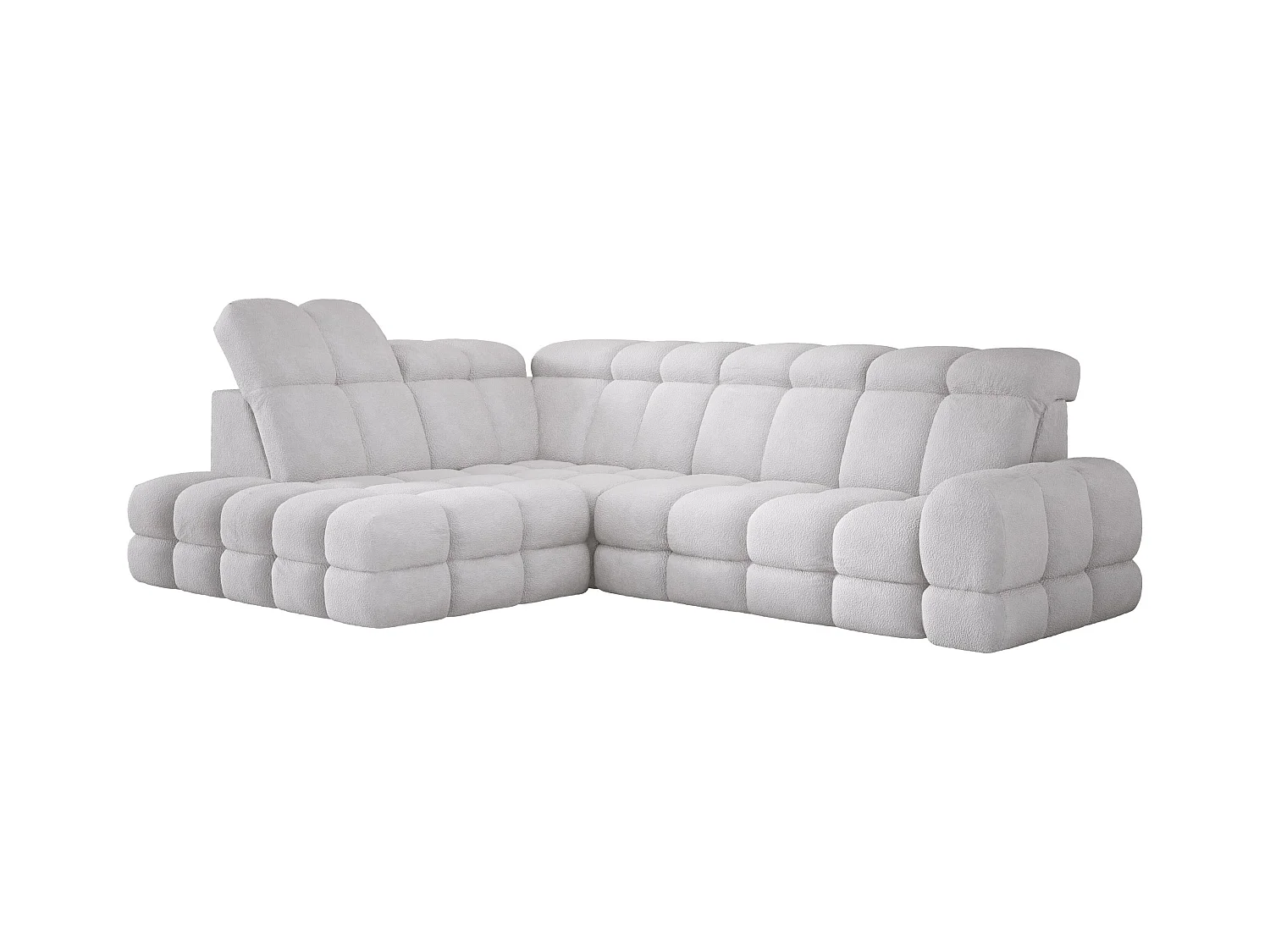 Narożnik Tollo Srebrny Anthology, Lewa 302x217x105 cm, L-kształtny, Spanie, Pojemnik 120x85x17 cm, Elektryczna Regulacja