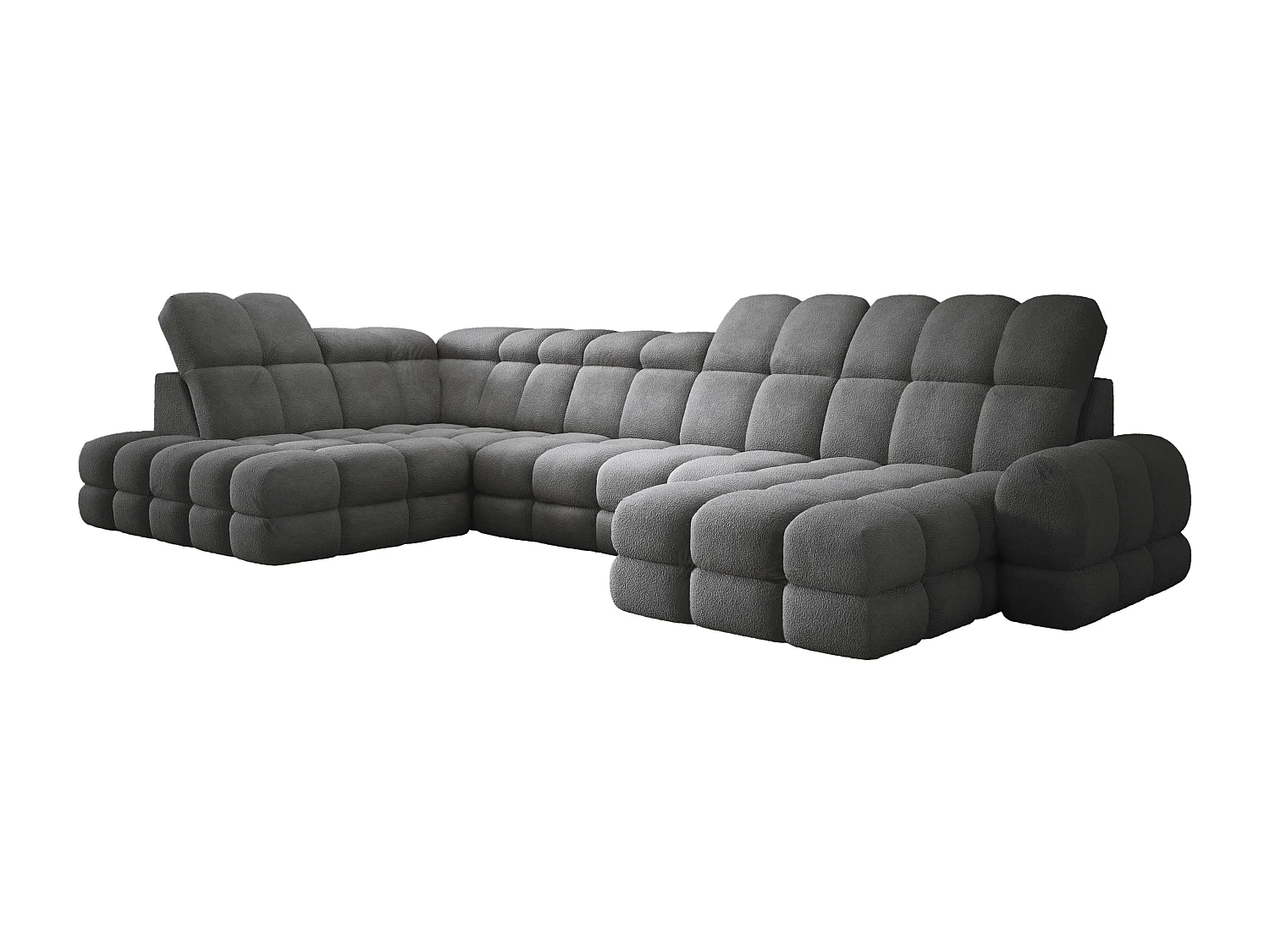 Canapé d’Angle Tollo Graphite Tissu Anthology Côté Gauche 400x217x105 cm, Forme U, Convertible, Coffre 120x85x17 cm, Réglable Électrique