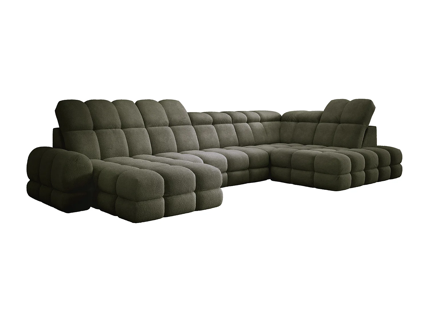 Canapé d’Angle Tollo Vert Tissu Anthology Côté Droit 400x217x105 cm, Forme U, Convertible, Coffre 120x85x17 cm, Réglable Électrique