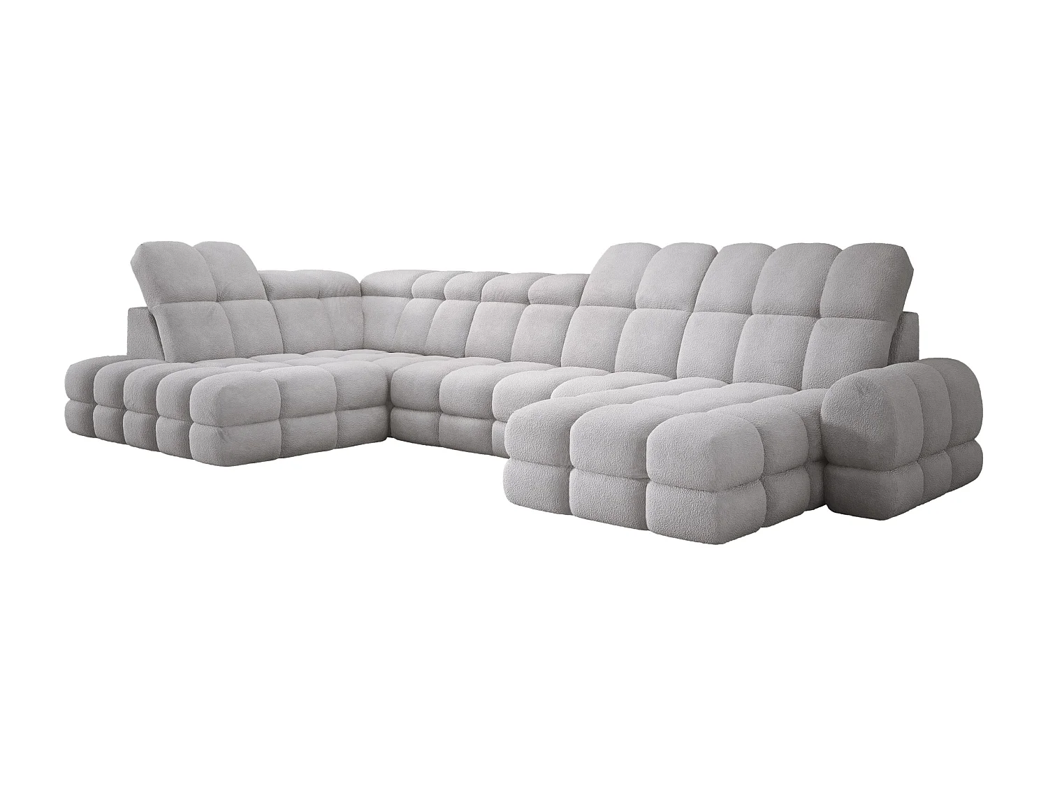 Canapé d’Angle Tollo Gris Tissu Anthology Côté Gauche 400x217x105 cm, Forme U, Convertible, Coffre 120x85x17 cm, Réglable Électrique