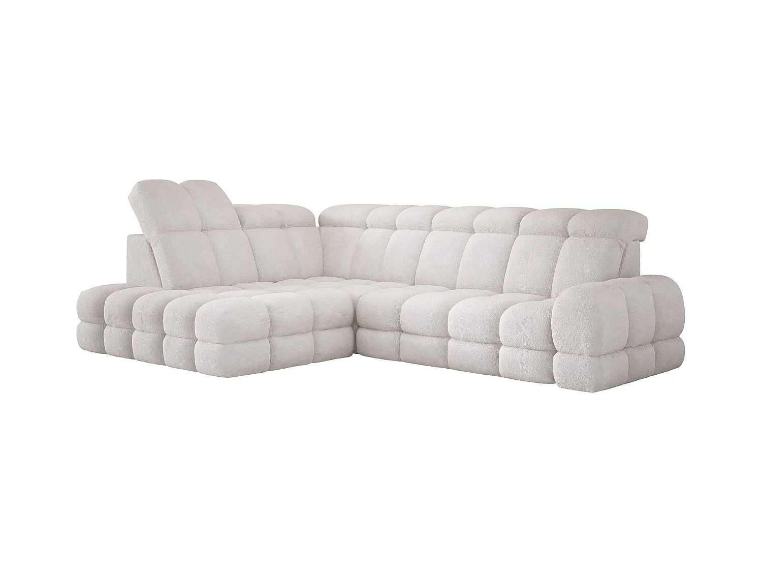 Narożnik Tollo Biały Anthology, Lewa 302x217x105 cm, L-kształtny, Spanie, Pojemnik 120x85x17 cm, Elektryczna Regulacja