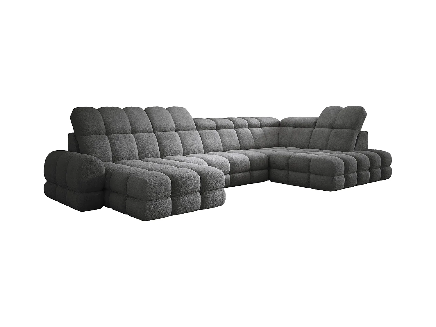 Canapé d’Angle Tollo Graphite Tissu Anthology Côté Droit 400x217x105 cm, Forme U, Convertible, Coffre 120x85x17 cm, Réglable Électrique