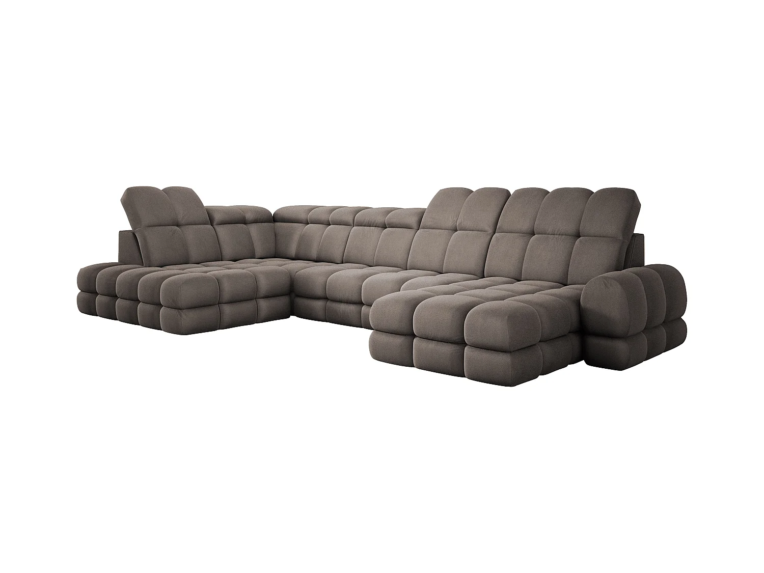 Ecksofa Tollo Schokolade Solar-Stoff Links 400x217x105 cm, U-Form, Schlaffunktion, Bettkasten 120x85x17 cm, elektrisch verstellbar