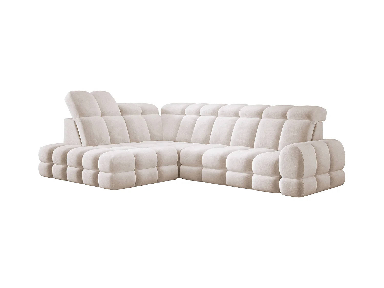 Narożnik Tollo Krem Salvador-Tkanina Lewa 302x217x105 cm, Sofa L z funkcją spania, pojemnik 120x85x17 cm, elektryczna regulacja