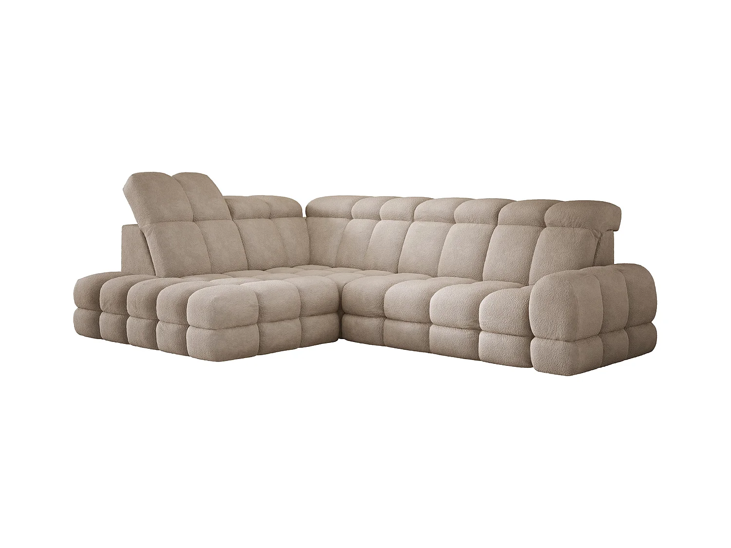 Narożnik Tollo Beżowy Anthology, Lewa 302x217x105 cm, L-kształtny, Spanie, Pojemnik 120x85x17 cm, Elektryczna Regulacja