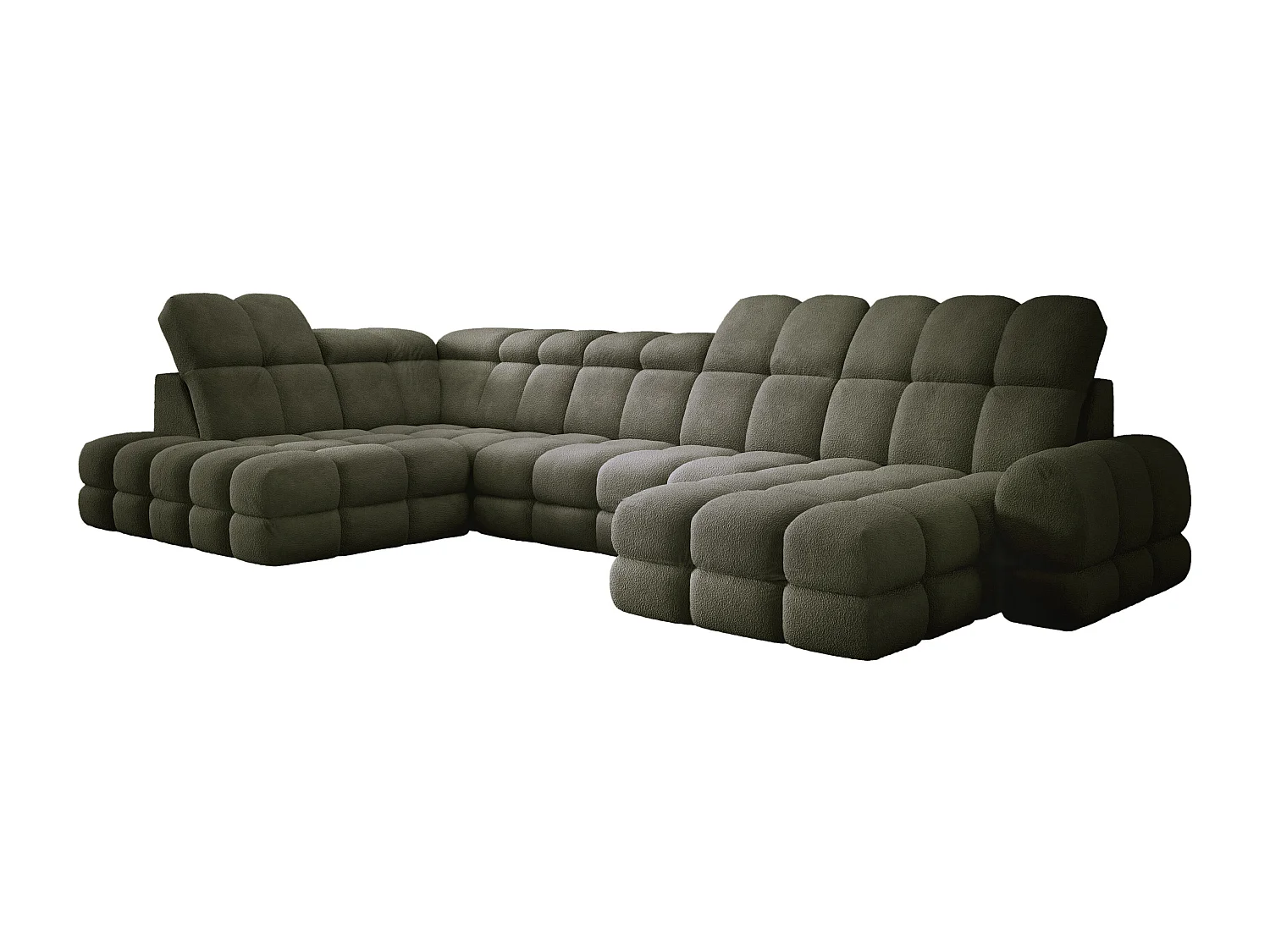 Canapé d’Angle Tollo Vert Tissu Anthology Côté Gauche 400x217x105 cm, Forme U, Convertible, Coffre 120x85x17 cm, Réglable Électrique