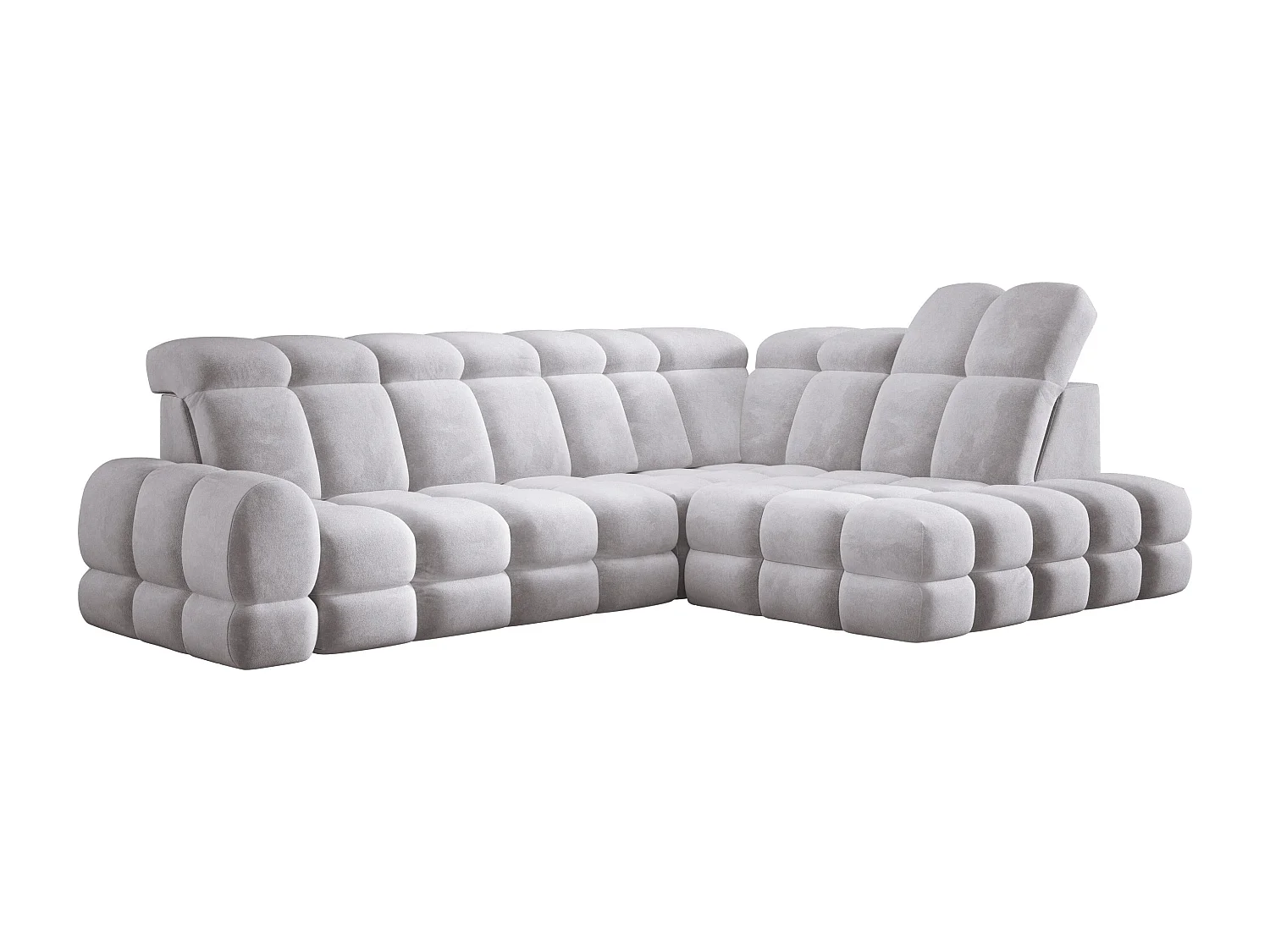 Narożnik Tollo Srebrny Salvador-Tkanina Prawa 302x217x105 cm, Sofa L z funkcją spania, pojemnik 120x85x17 cm, elektryczna regulacja
