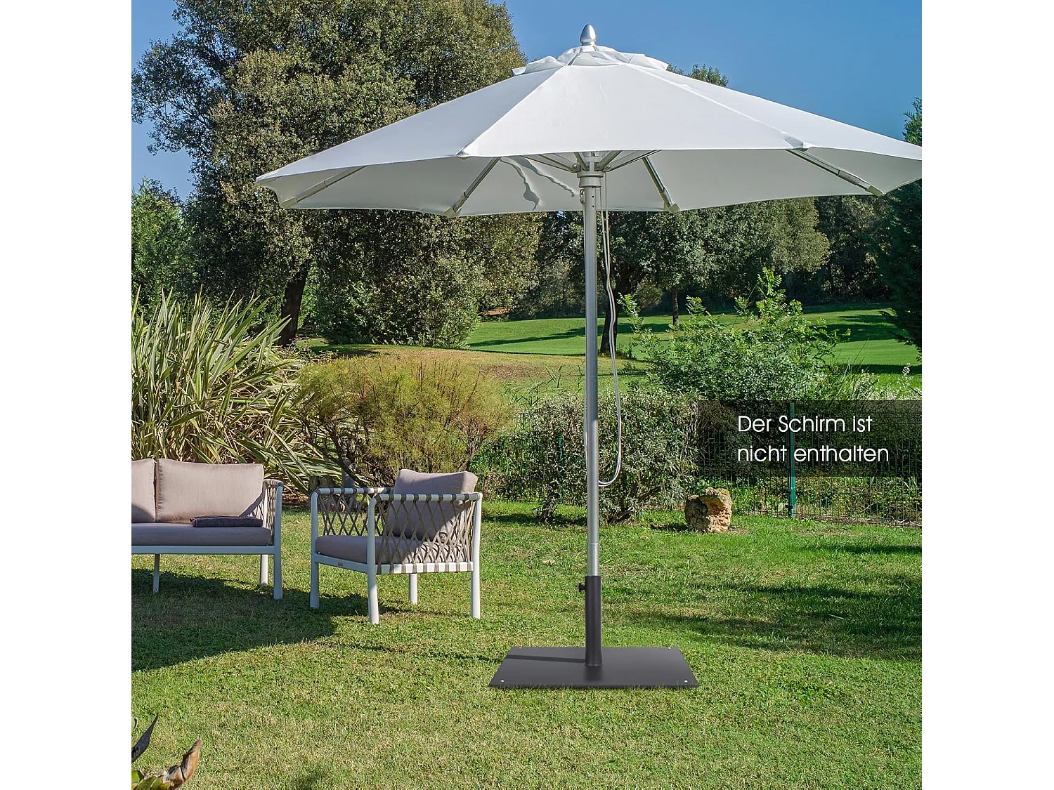 Parasolstandaard, 15 kg, parasolstandaard met 4 verstelbare poten, vierkant parasolgewicht voor parasolstangen van 40/50 mm, parasolvoet voor tuin, balkon