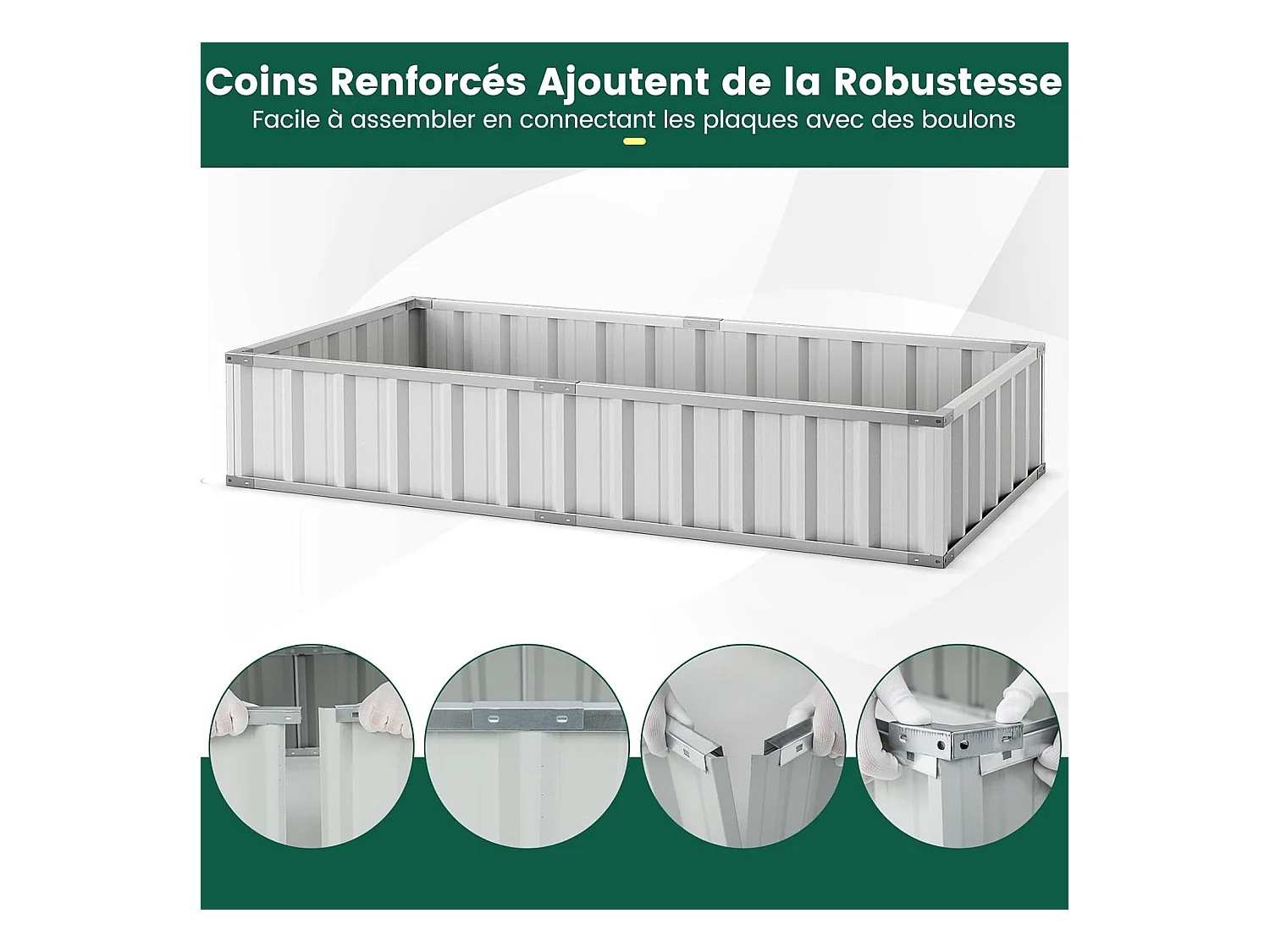 Mini Serre de Jardin et Lit de Jardin Surélevé 174x90x71cm, Jardinière avec Porte Enroulable 8 Étiquettes en T et Une Paire de Gants