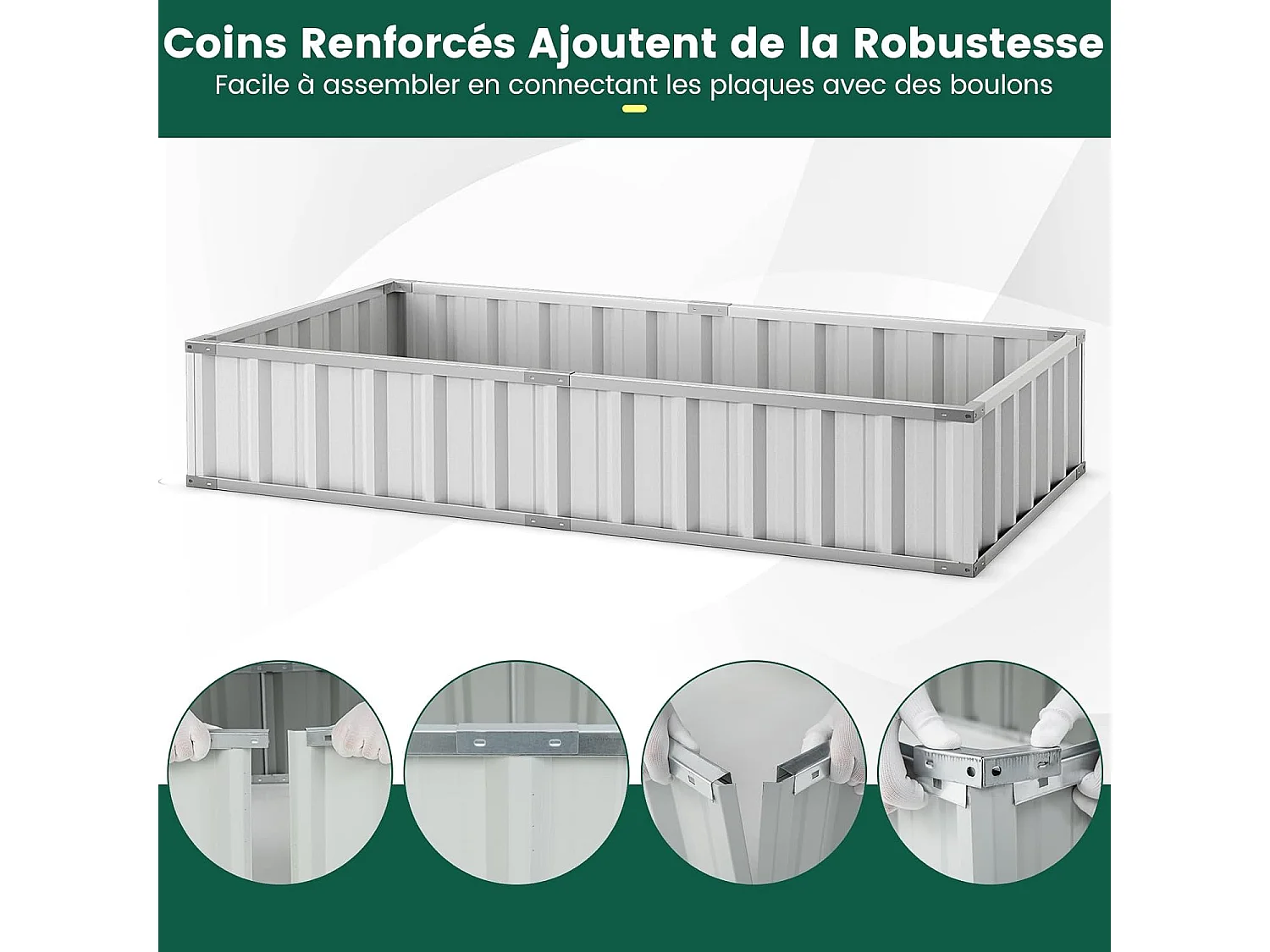 Mini Serre de Jardin et Lit de Jardin Surélevé 174x90x71cm, Jardinière avec Porte Enroulable 8 Étiquettes en T et Une Paire de Gants