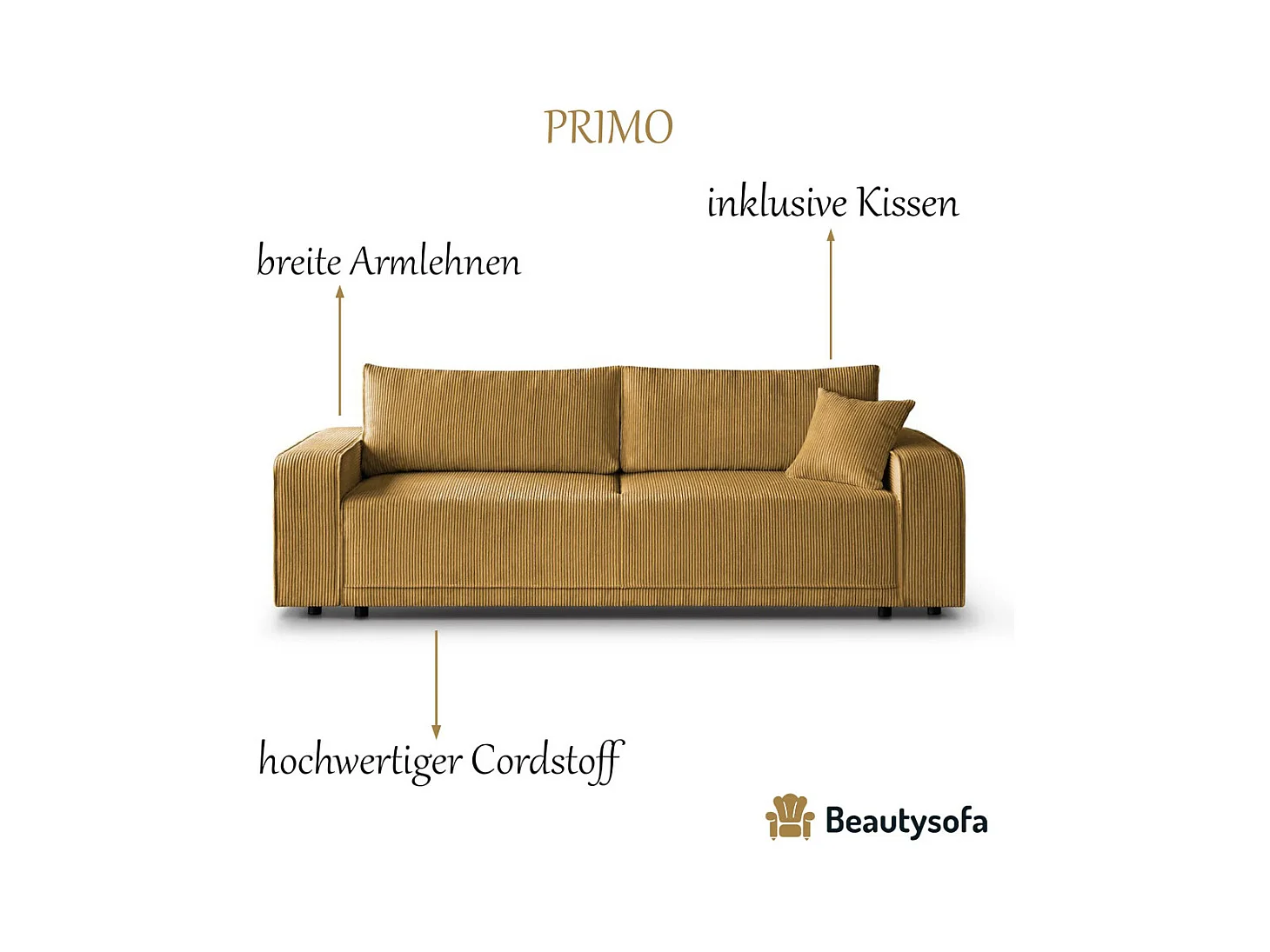 SCHLAFSOFA Primo 3-sitzer Gelb