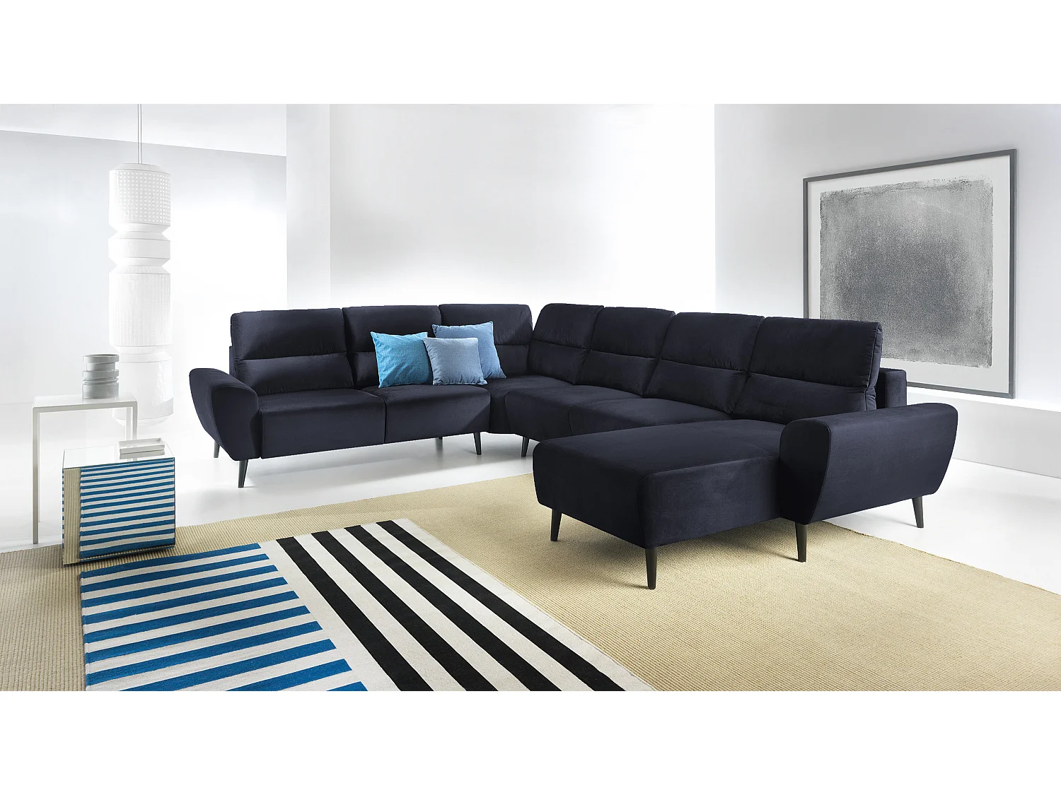 Canapé d'angle BOSCO en U, tissu Monolith, autoportant, appuie-têtes réglables, 340x270x98cm, Anthracite