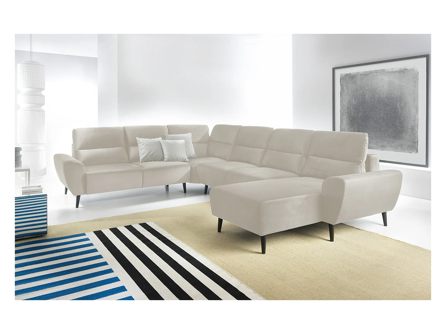 Narożnik BOSCO U, tkanina Monolith, wolnostojący, regulowane zagłówki, family, 340x270x98cm, beżowy